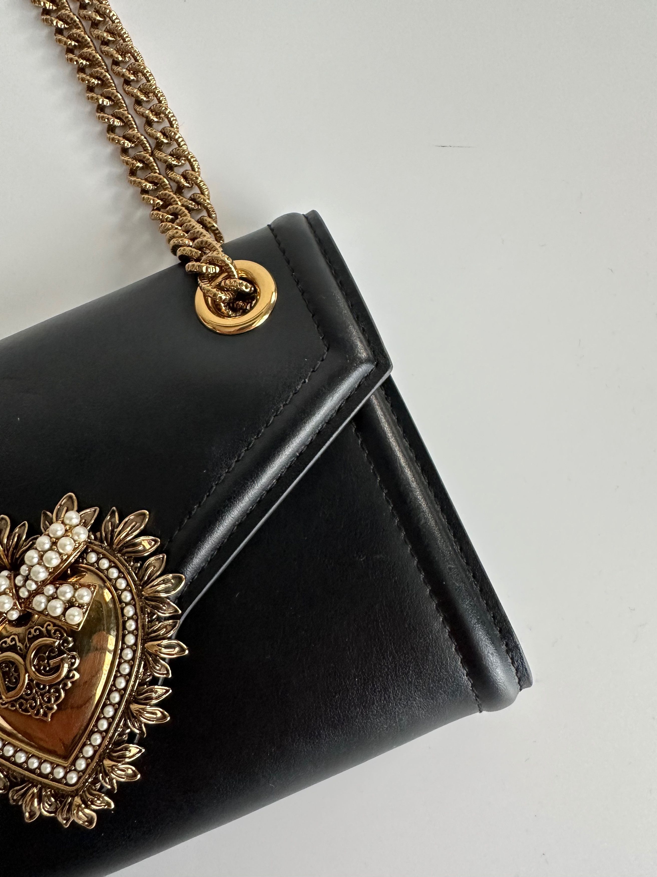 Dolce & Gabbana Dolce & Gabbana Devotion Mini Black Leather Bag Shoulder Size ONE SIZE - 5 Thumbnail
