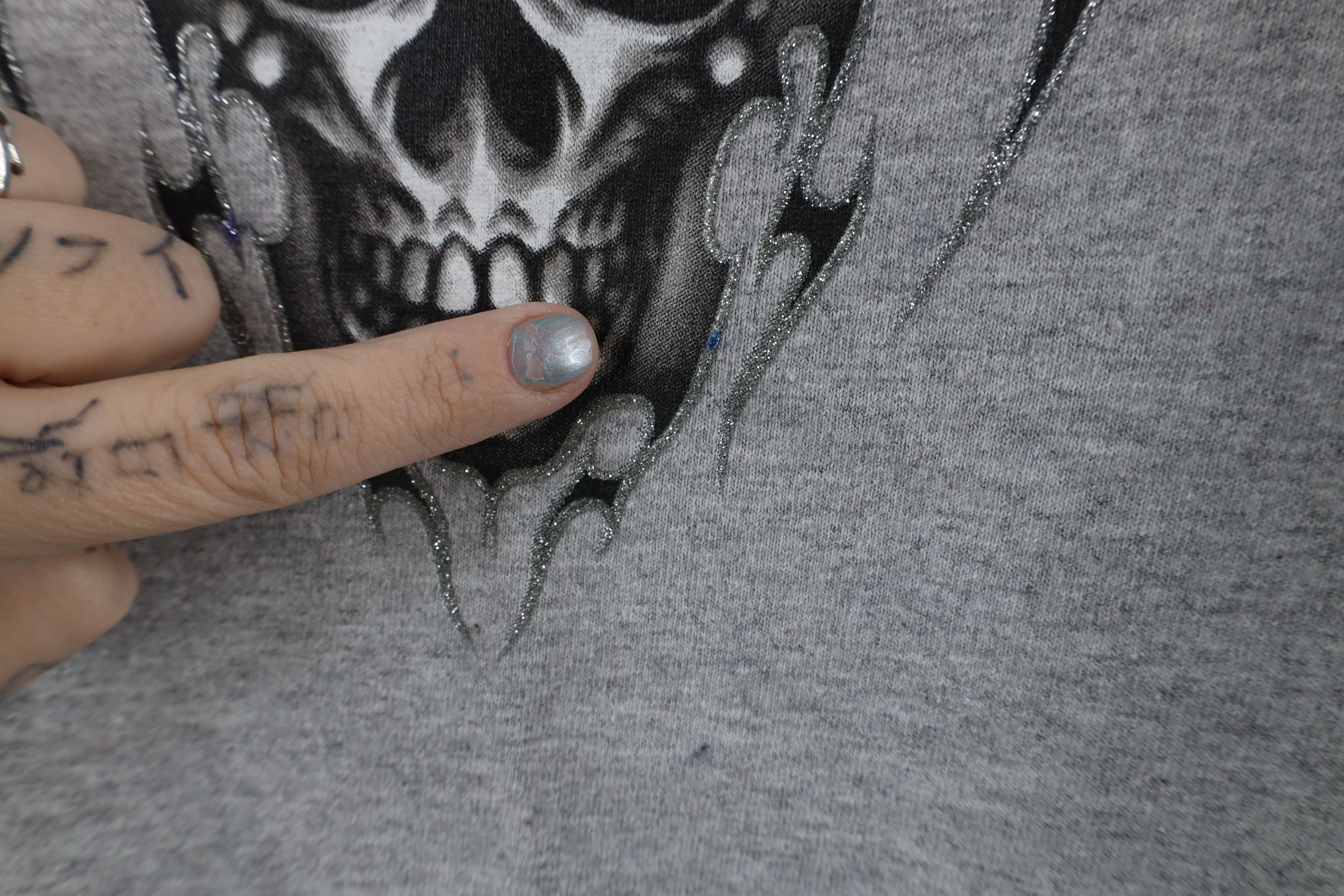 Vintage Vintage 90s Streetwear Tribal Skull Skeleton T-Shirt Gray Size US L / EU 52-54 / 3 - 5 Thumbnail