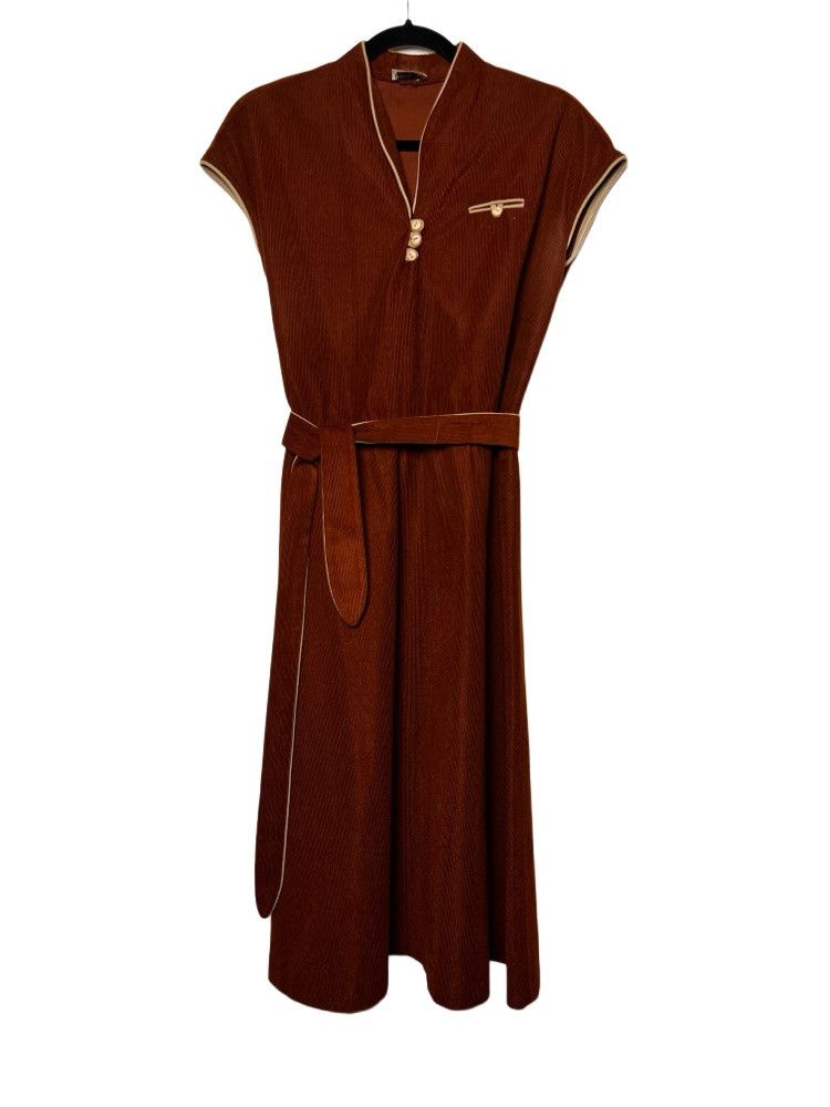 Nordstrom Vintage 1970's 2pcs. Brown Nordstom Town Square Dress w Belt Size S / US 4 / IT 40 - 1 Thumbnail