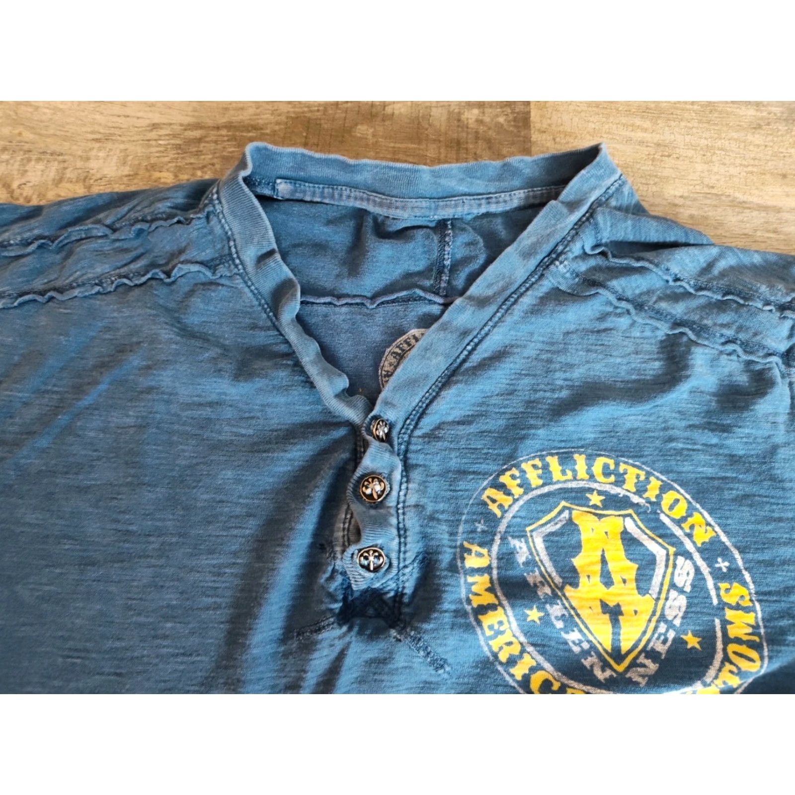 Affliction VINTAGE Affliction American Customs Y2K Button Shirt L Blue Motorcycle Biker Mens Size US L / EU 52-54 / 3 - 5 Thumbnail