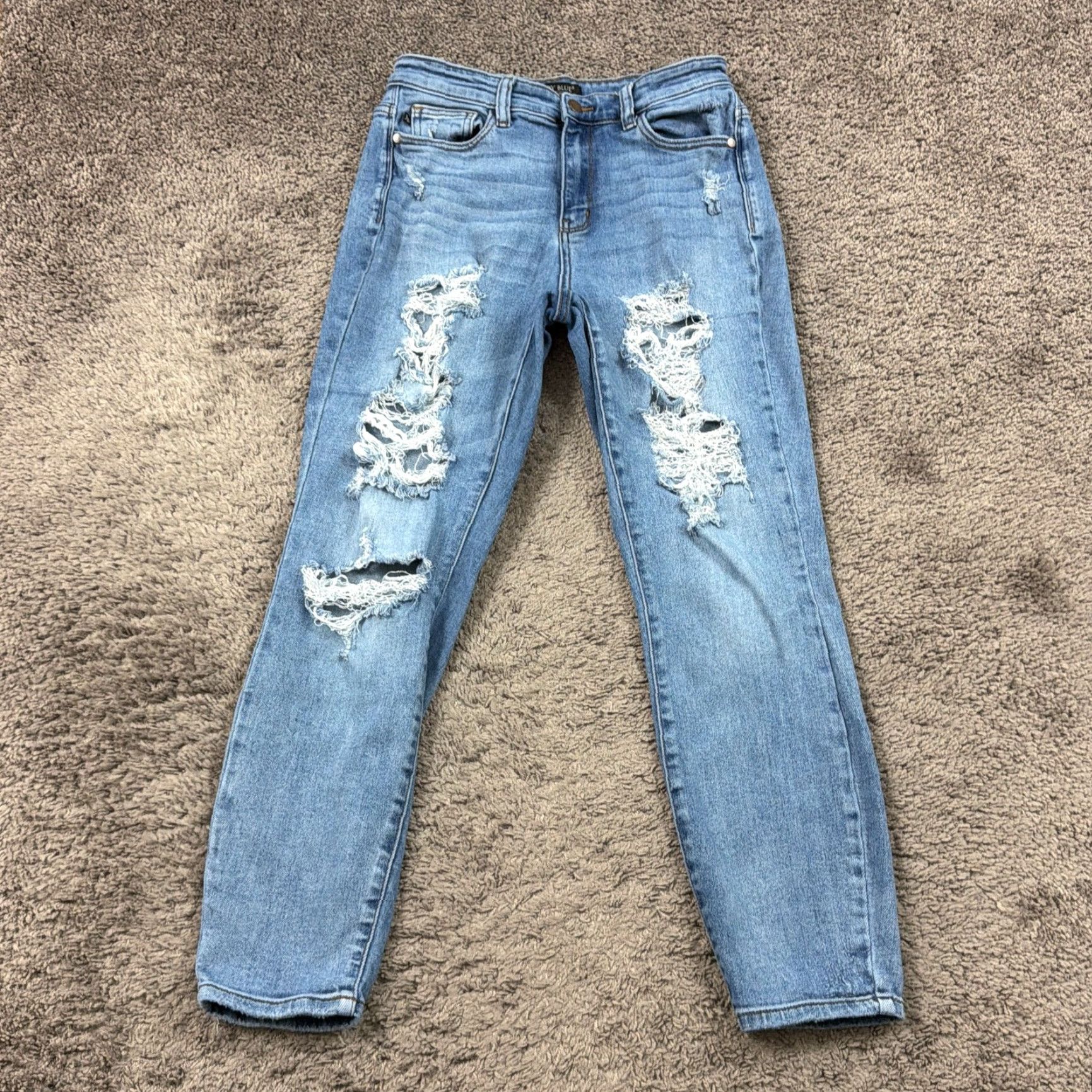 Denime Judy Blue Jeans Womens 5 26x28 Blue Distressed Stretch Light Wash Denim Womens Size 27" / US 4 / IT 40 - 2 Thumbnail