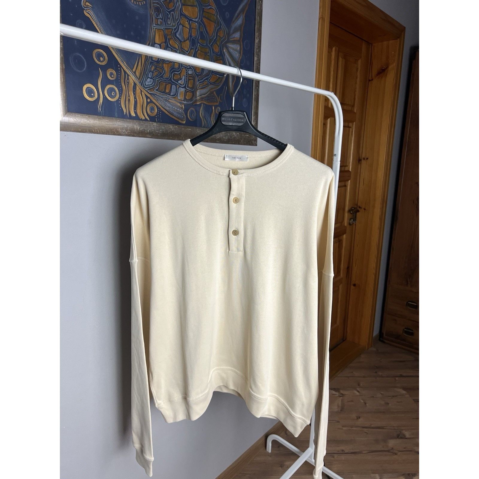 The Row Auth Beige Oversized Colarless Sweater Size XL