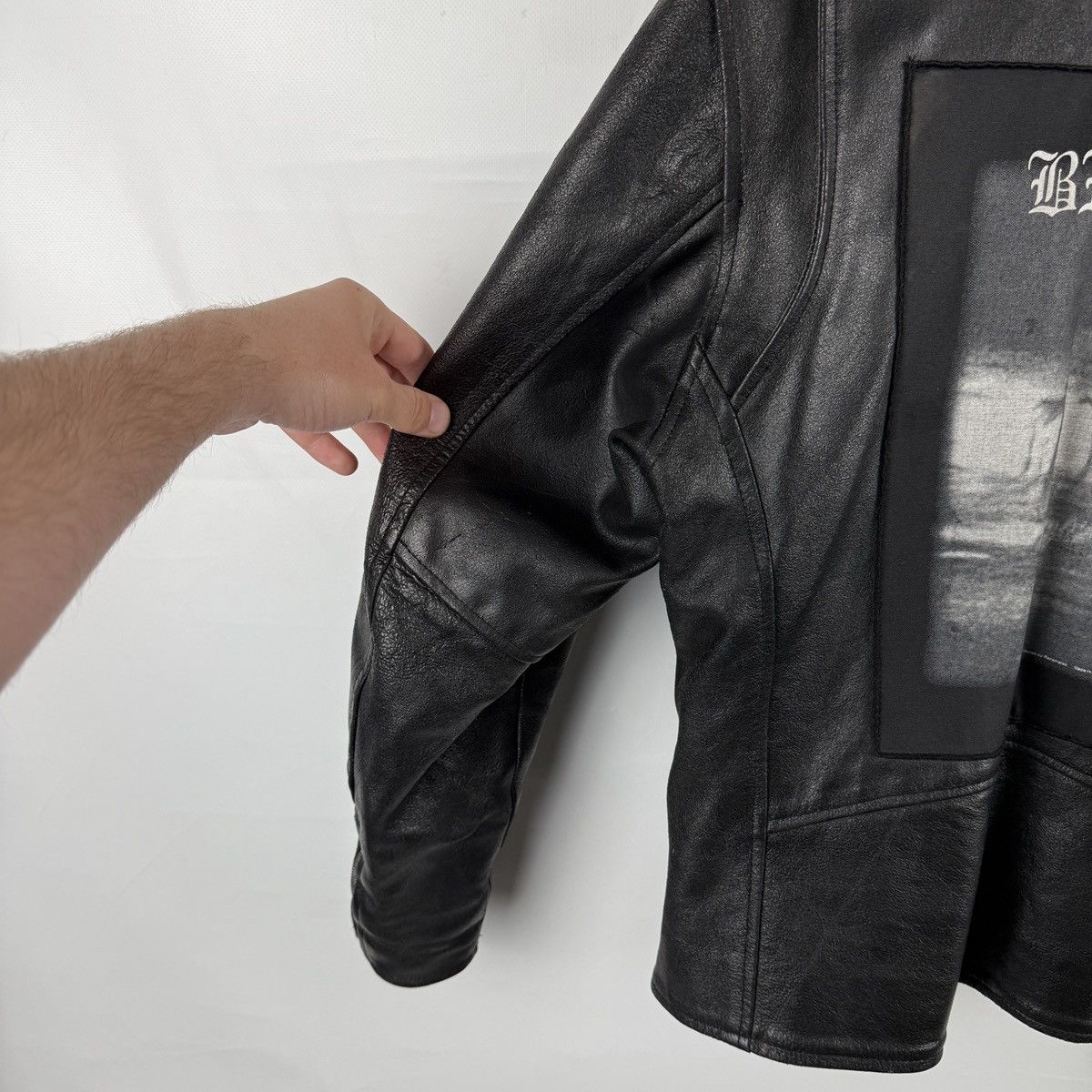 Band Tees × Vintage Vintage Leather Biker Jacket With 2002 Burzum Patch Size M? Size US M / EU 48-50 / 2 - 11 Thumbnail