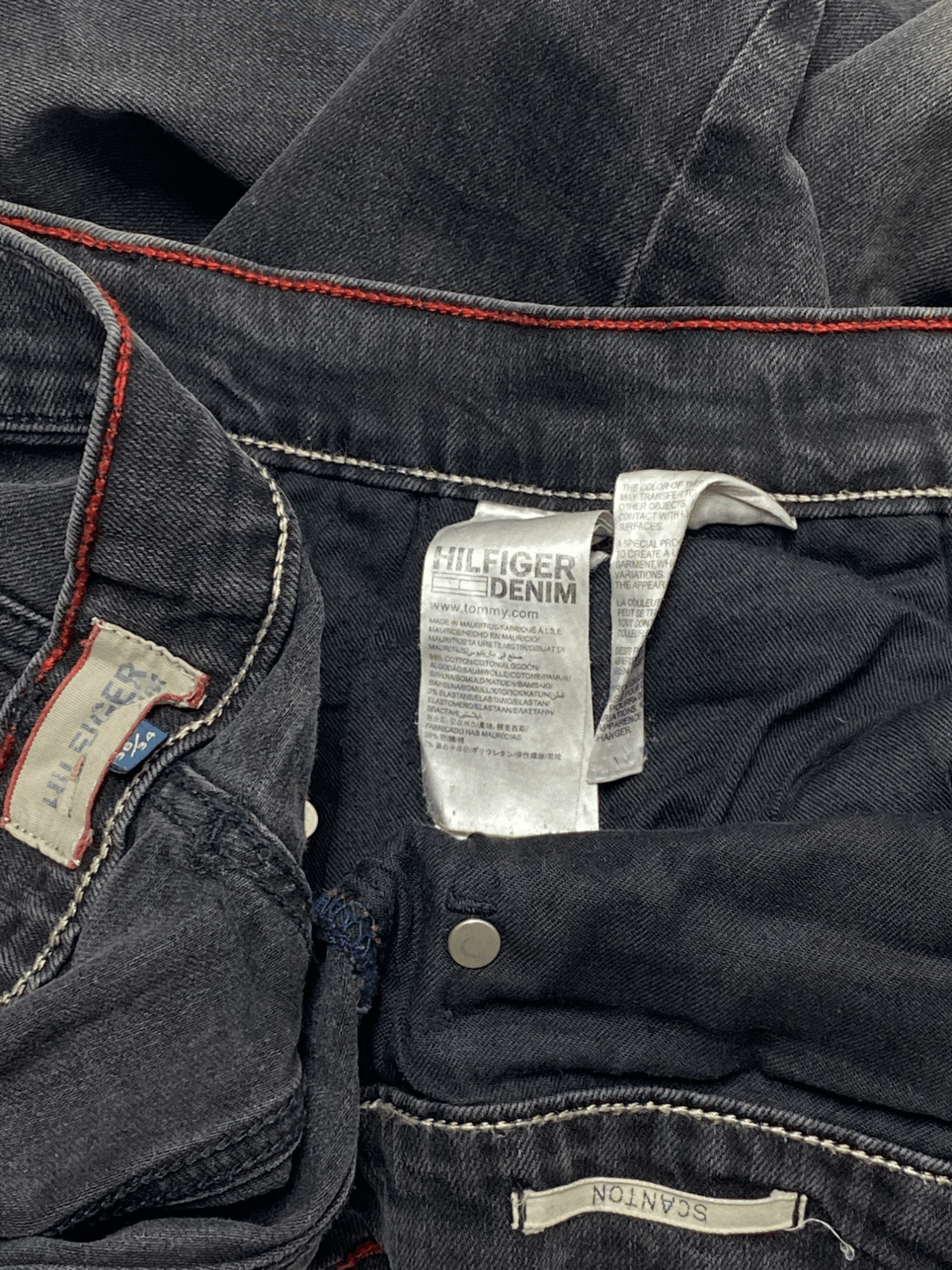 Jean 00s Vintage TOMMY HILFIGER DENIM Black Washed Faded Jeans Size US 35 - 7 Thumbnail