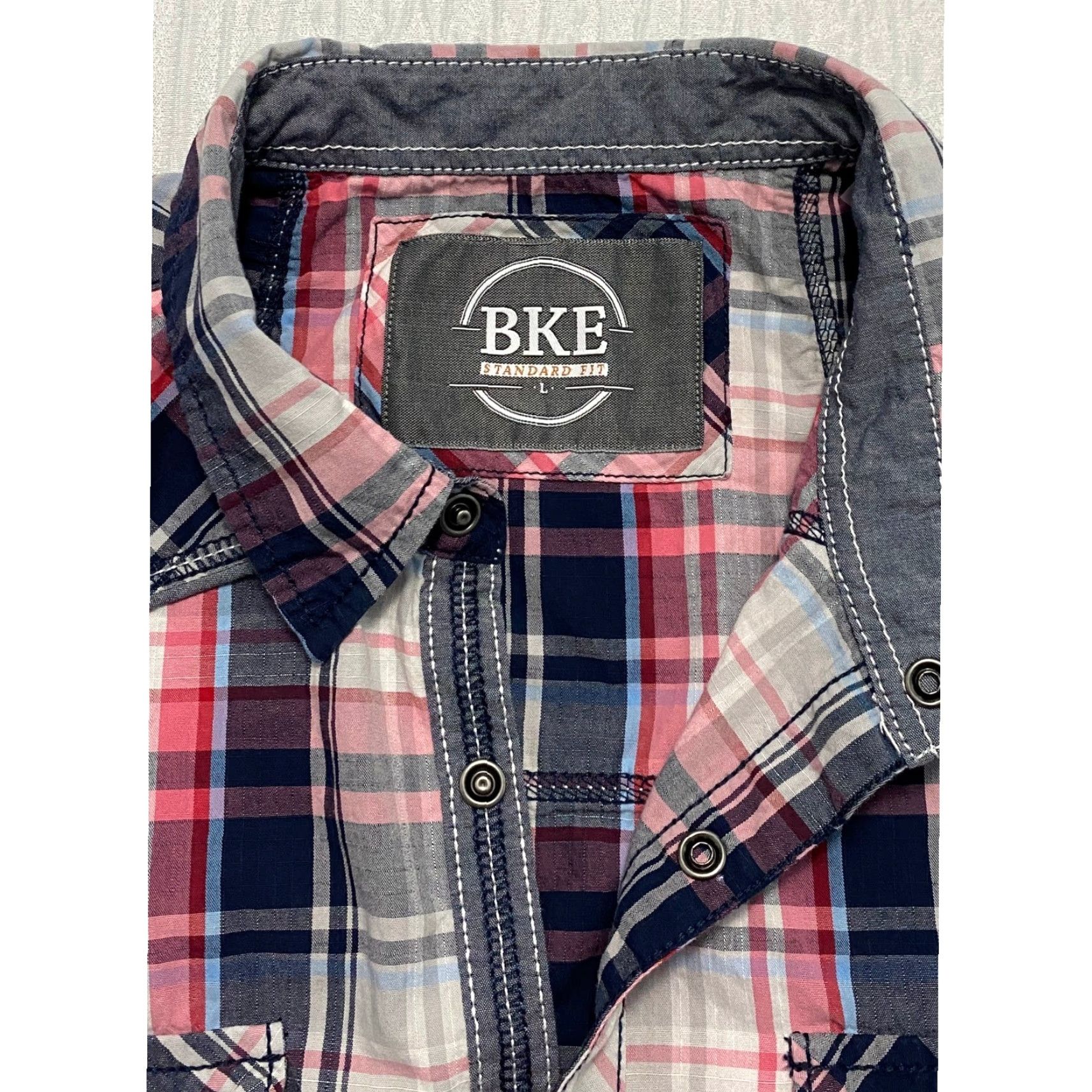 BKE BKE Shirt Western Plaid Pink Long Sleeve Button-Up Snap Pocket Collared Cotton Blend Men L Size US L / EU 52-54 / 3 - 2 Thumbnail