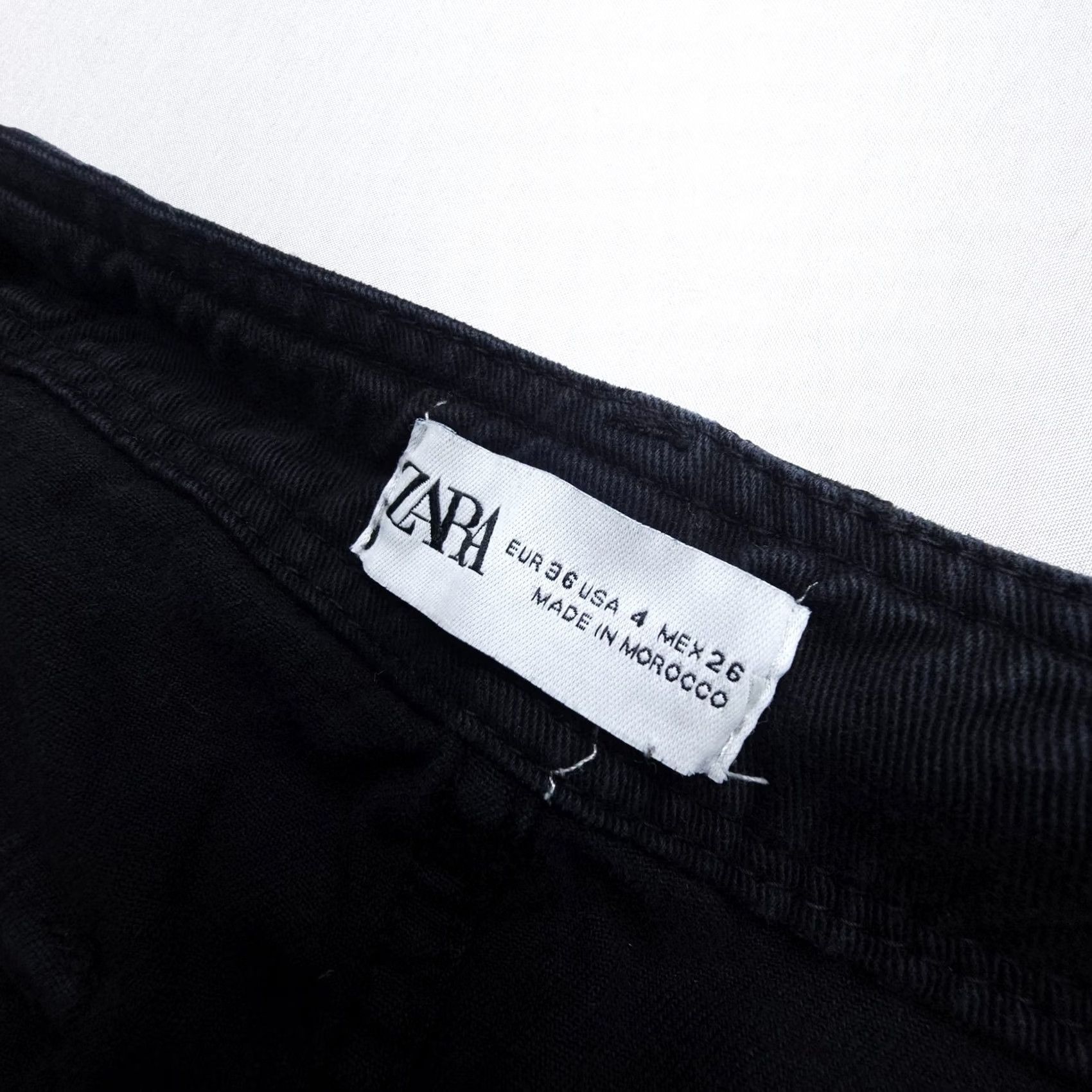Zara Zara Cargo High Rise Straight Leg Pants Womens 4 Black 100% Cotton 31" Inseam Size 27" / US 4 / IT 40 - 3 Thumbnail