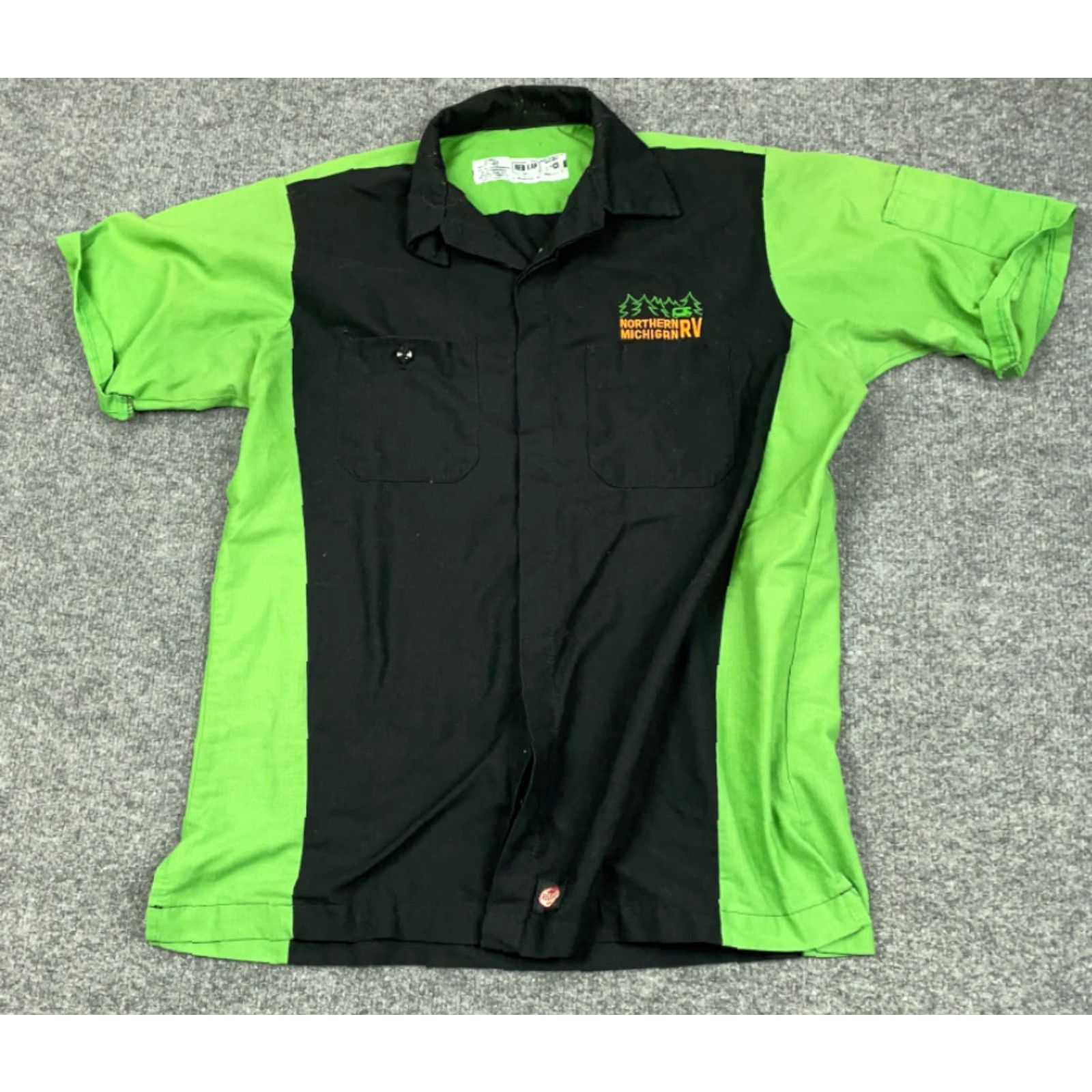 Red Kap VTG Red Kap Work Shirt Dot Front Button-Down Black Neon Green Embroidered Long Sleeve Mens Medium Adult M Size US M / EU 48-50 / 2 - 2 Thumbnail
