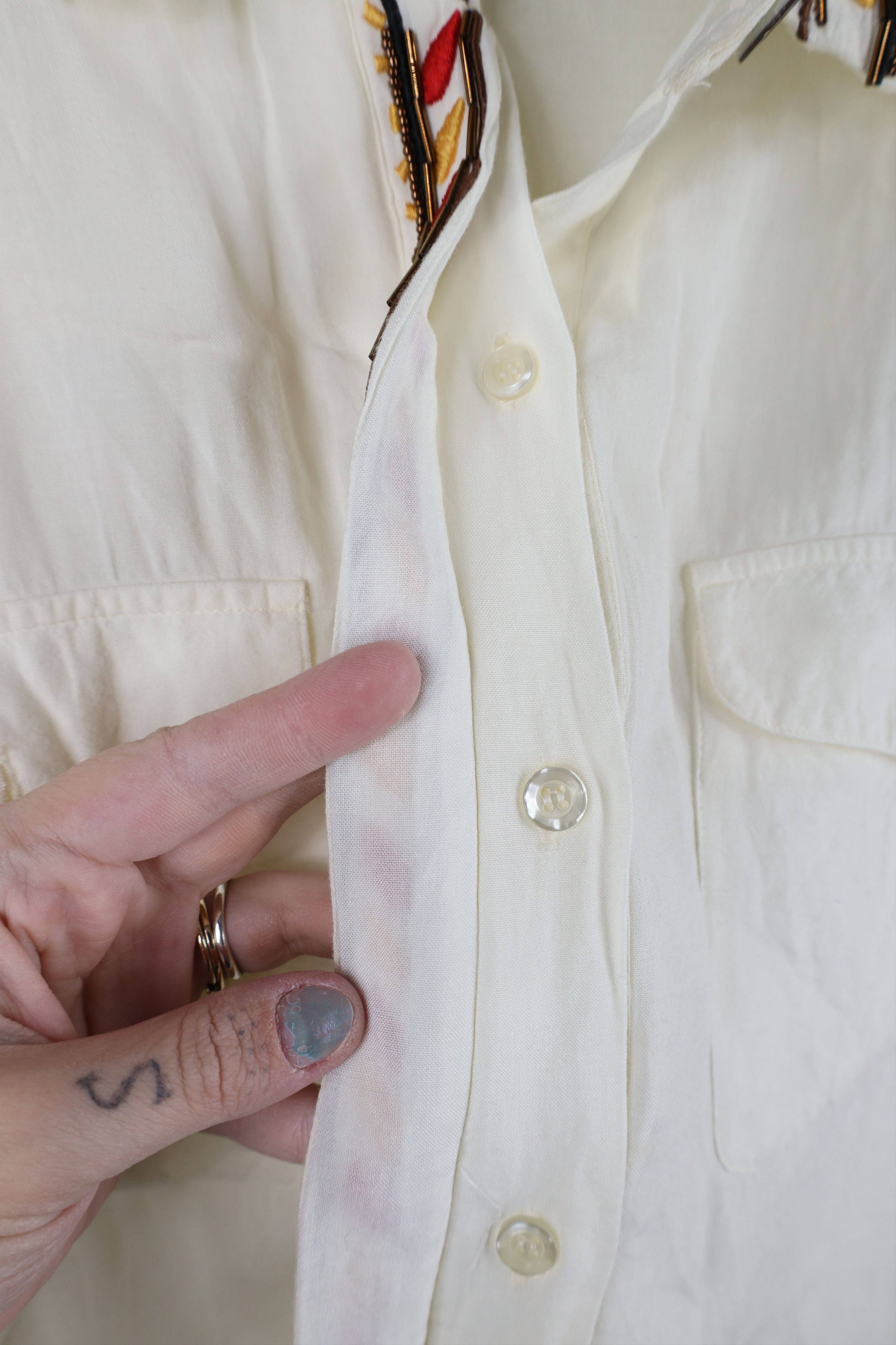 Vintage Vintage 90s Streetwear Beaded Military Style Button Shirt Size M / US 6-8 / IT 42-44 - 7 Thumbnail