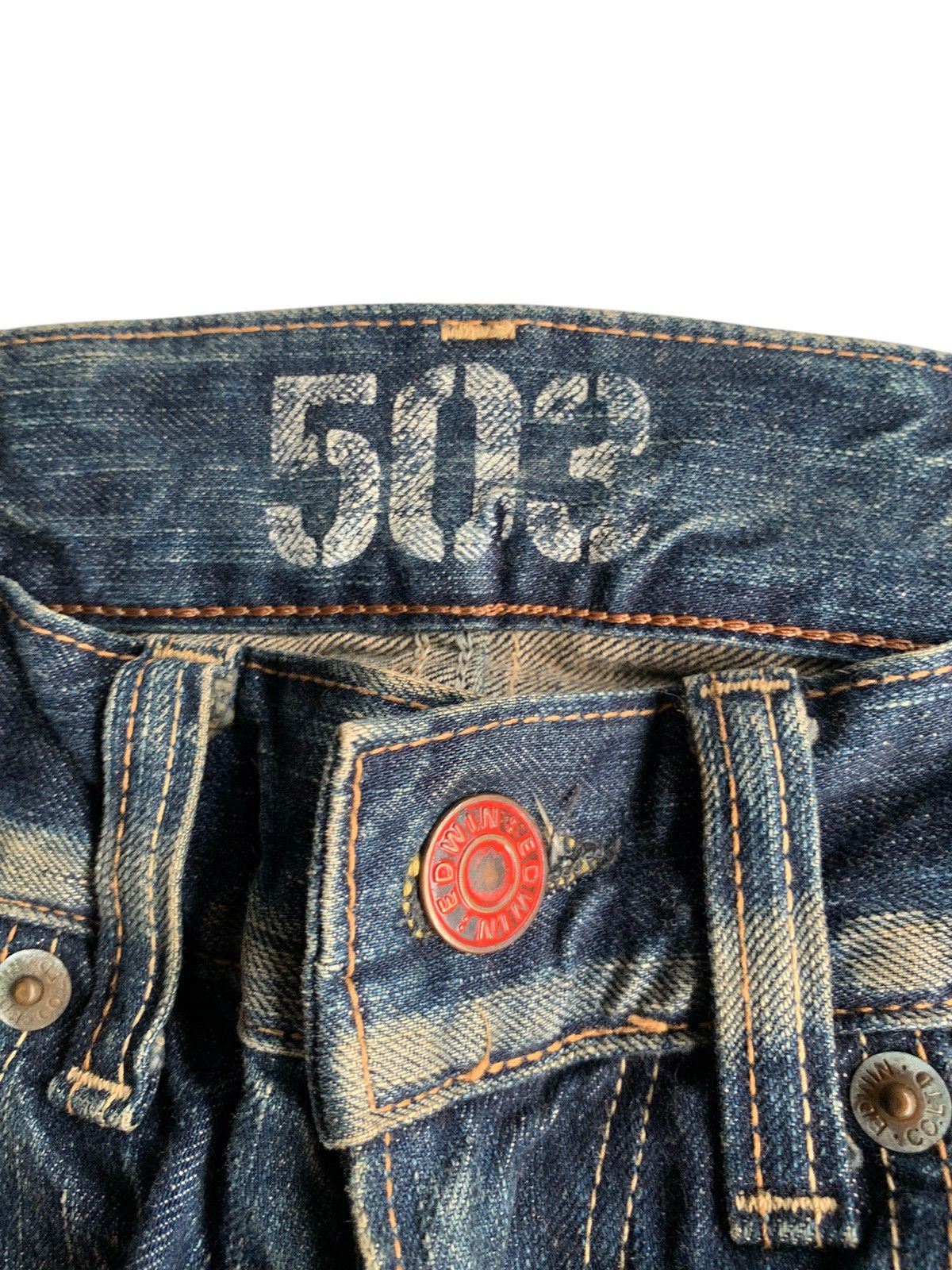 Tornado Mart FLARE 💥 EDWIN 503 MUDMAX PUNK STYLE DISTRESSED DENIM☠️ Size US 31 - 10 Thumbnail