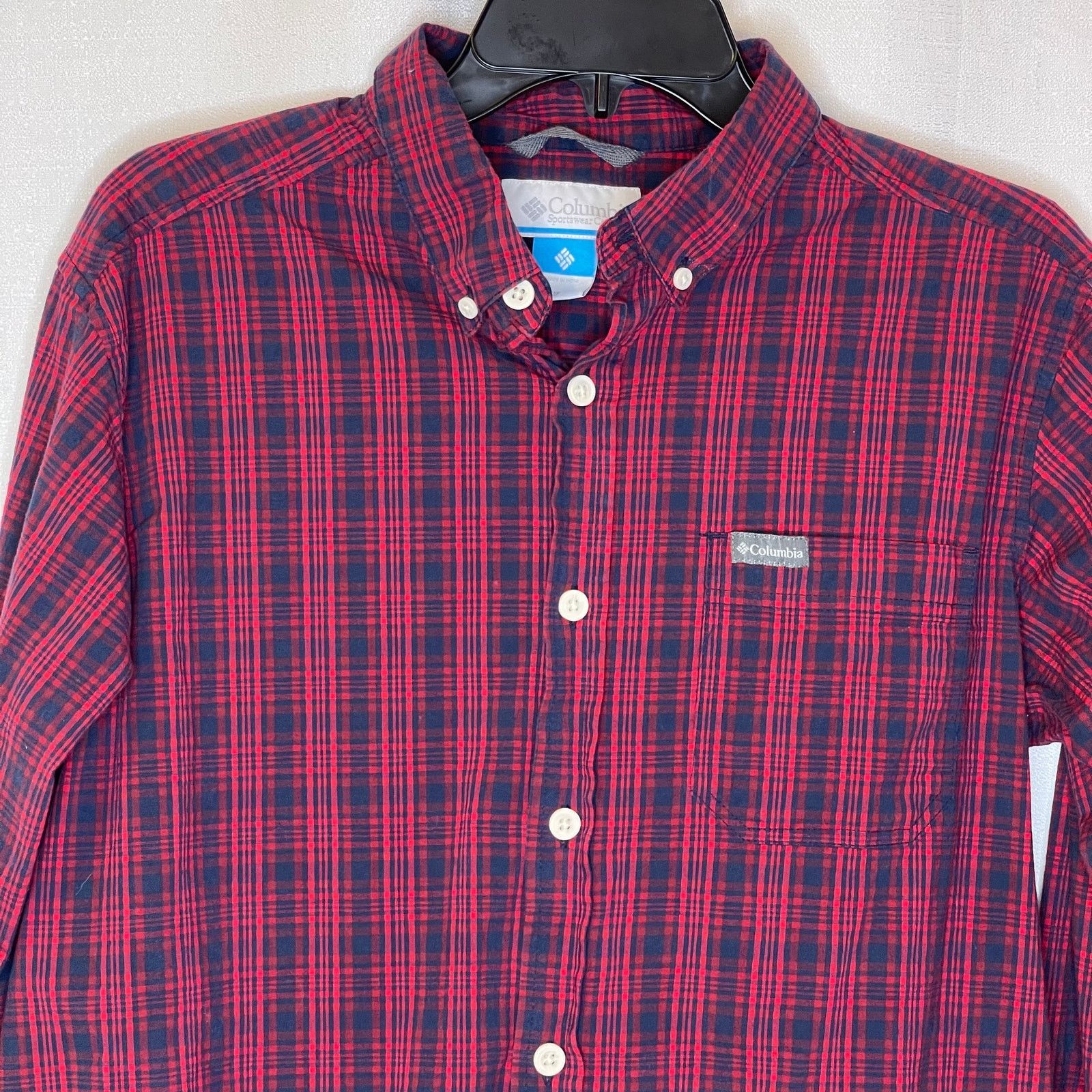 Columbia Columbia Men's Red Plaid Button Down Long Sleeve Shirt, M Size US M / EU 48-50 / 2 - 3 Thumbnail