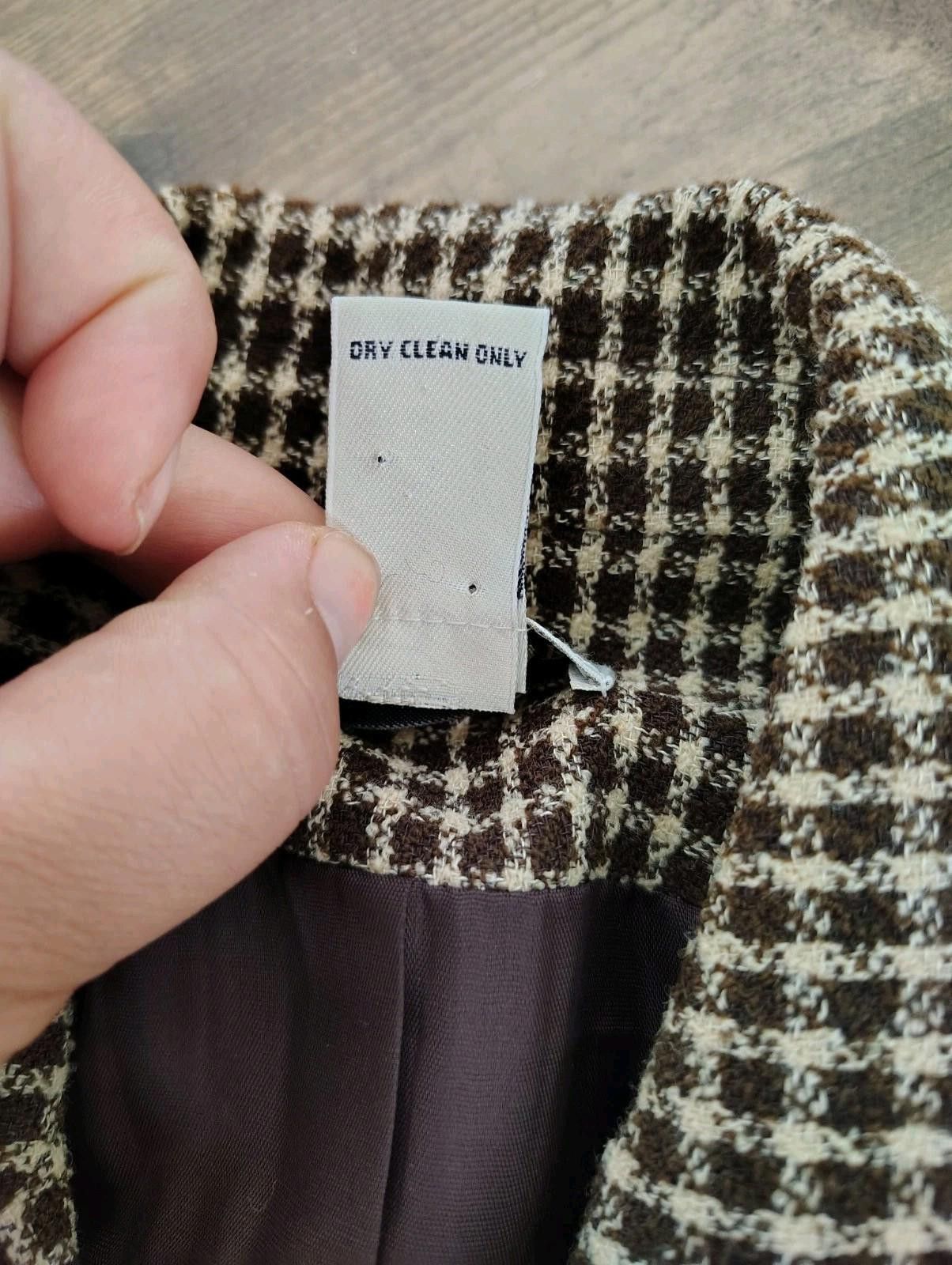 Ann Taylor Vintage Grandpa Ann Taylor Brown Tan Plaid Blazer Coat Wool Size XS / US 0-2 / IT 36-38 - 5 Thumbnail