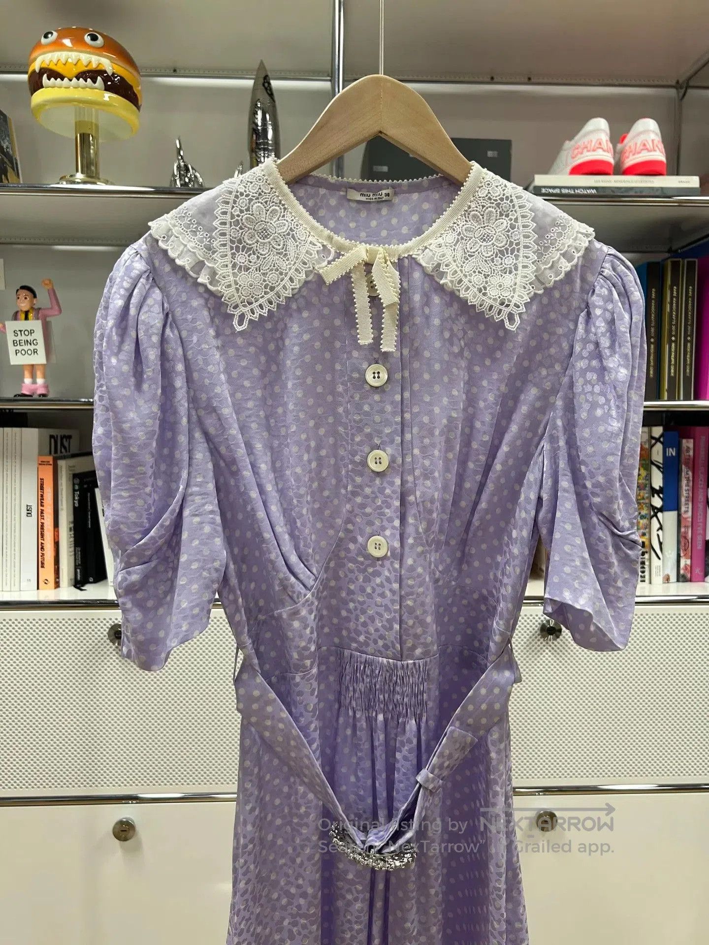 Miu Miu MiuMiu Purple Polka Dot Silk Dress. Size S / US 4 / IT 40 - 3 Thumbnail
