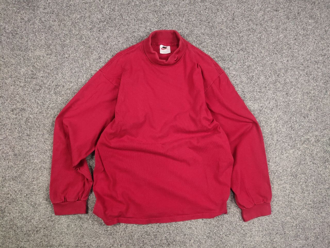 Nike Vintage 90's Nike logo red Long Sleeve Mock Neck Made in USA Size US L / EU 52-54 / 3 - 12 Thumbnail