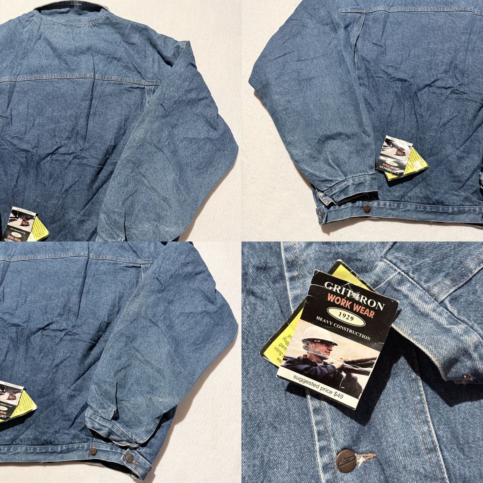 Denime VINTAGE Grit Iron Workwear Heavy Construction Jacket Men's Blue Denim Pockets 2XL NWT Size US XXL / EU 58 / 5 - 8 Thumbnail