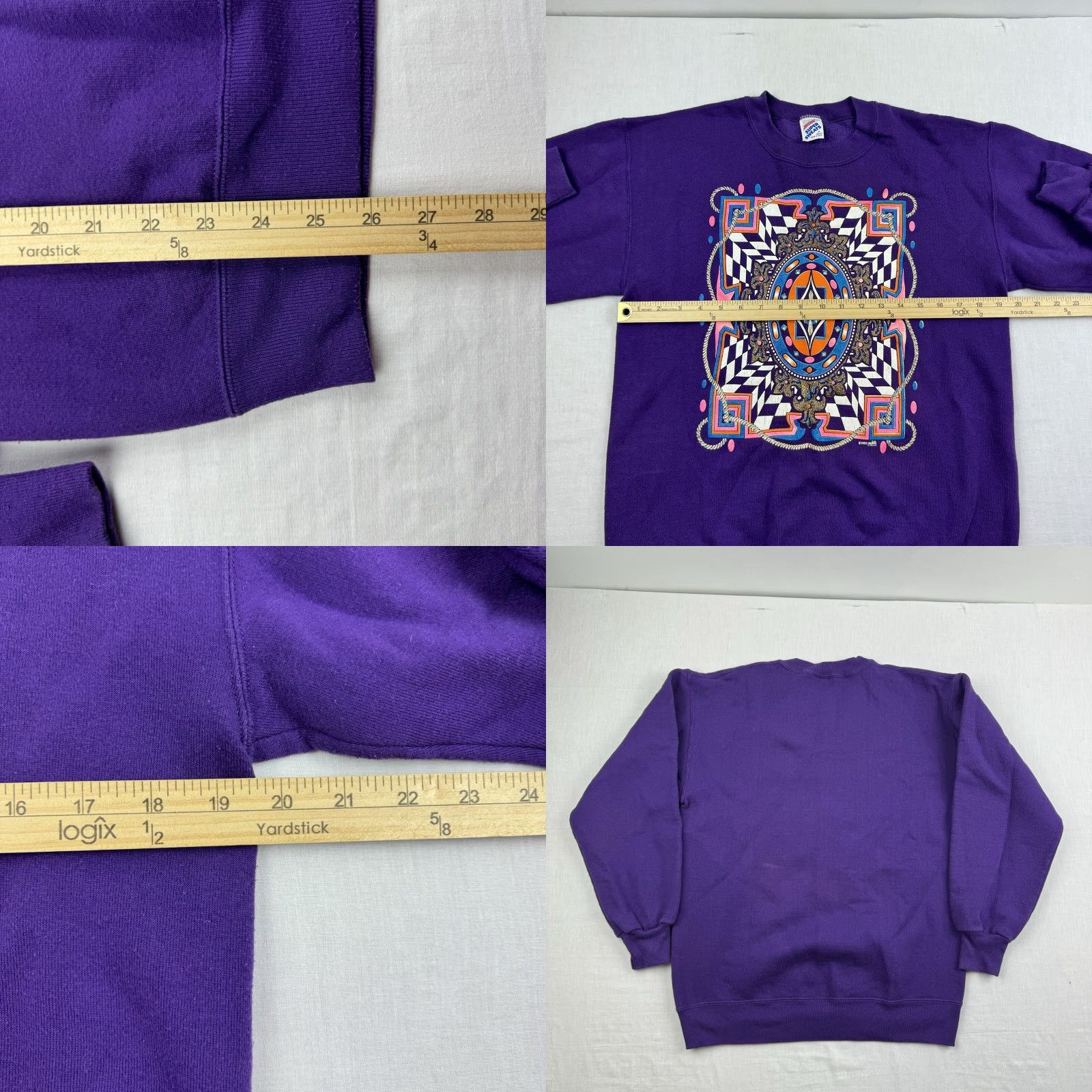Jerzees VINTAGE Jerzees Sweatshirt Woman’s Medium Purple 90s Art Pullover Crew Neck Glitter Casual Womens 90s Jerzees Sweatshirt Size M / US 6-8 / IT 42-44 - 8 Thumbnail