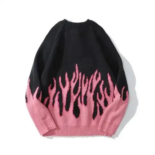 Aran Isles Knitwear × Japanese Brand Pink Flame Knitted Sweater Knitwear Pullover Jumper Size US M / EU 48-50 / 2 - 2 Thumbnail