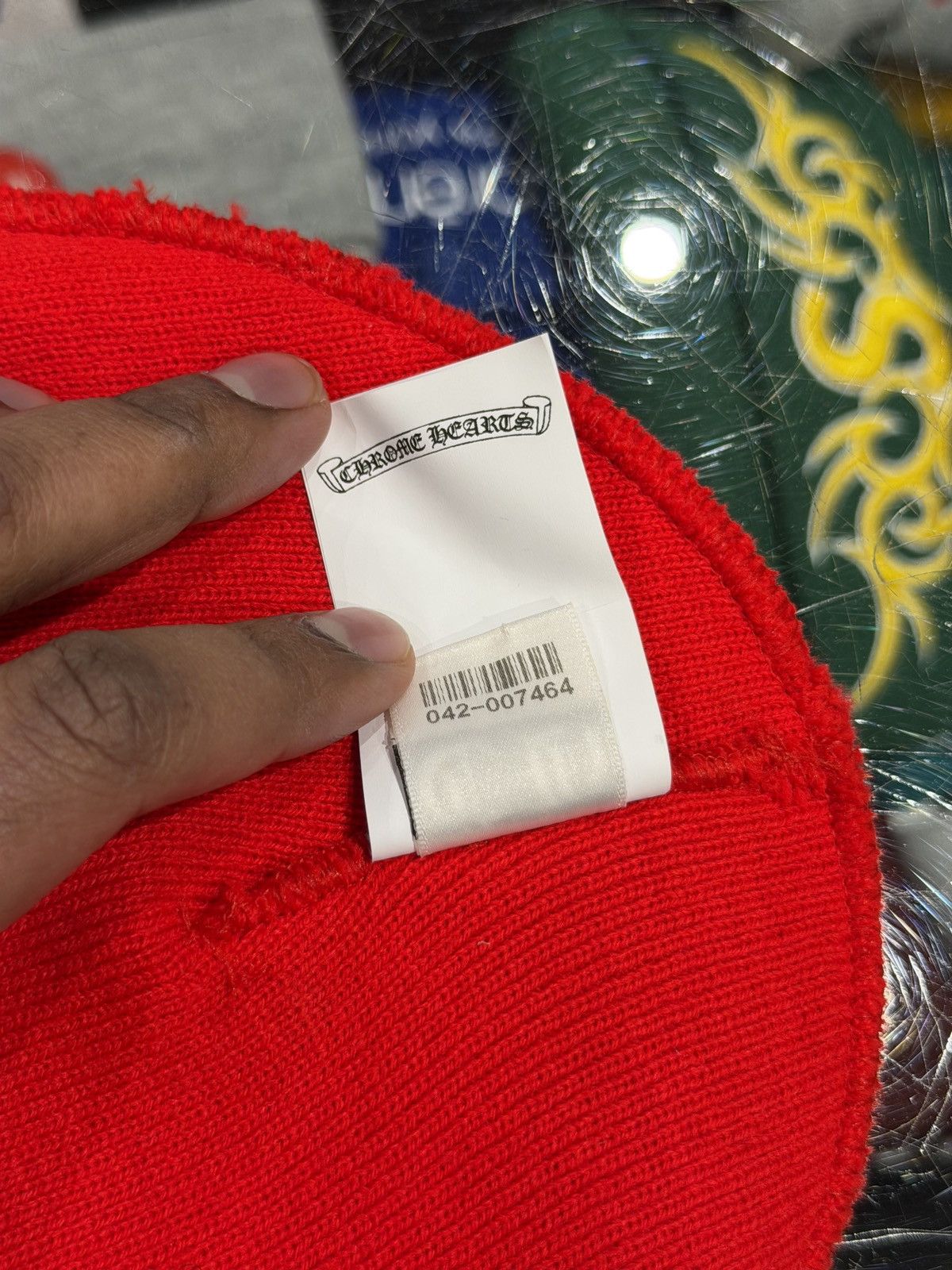 Chrome Hearts Chrome Hearts Logo Beanie Red Size ONE SIZE - 7 Thumbnail