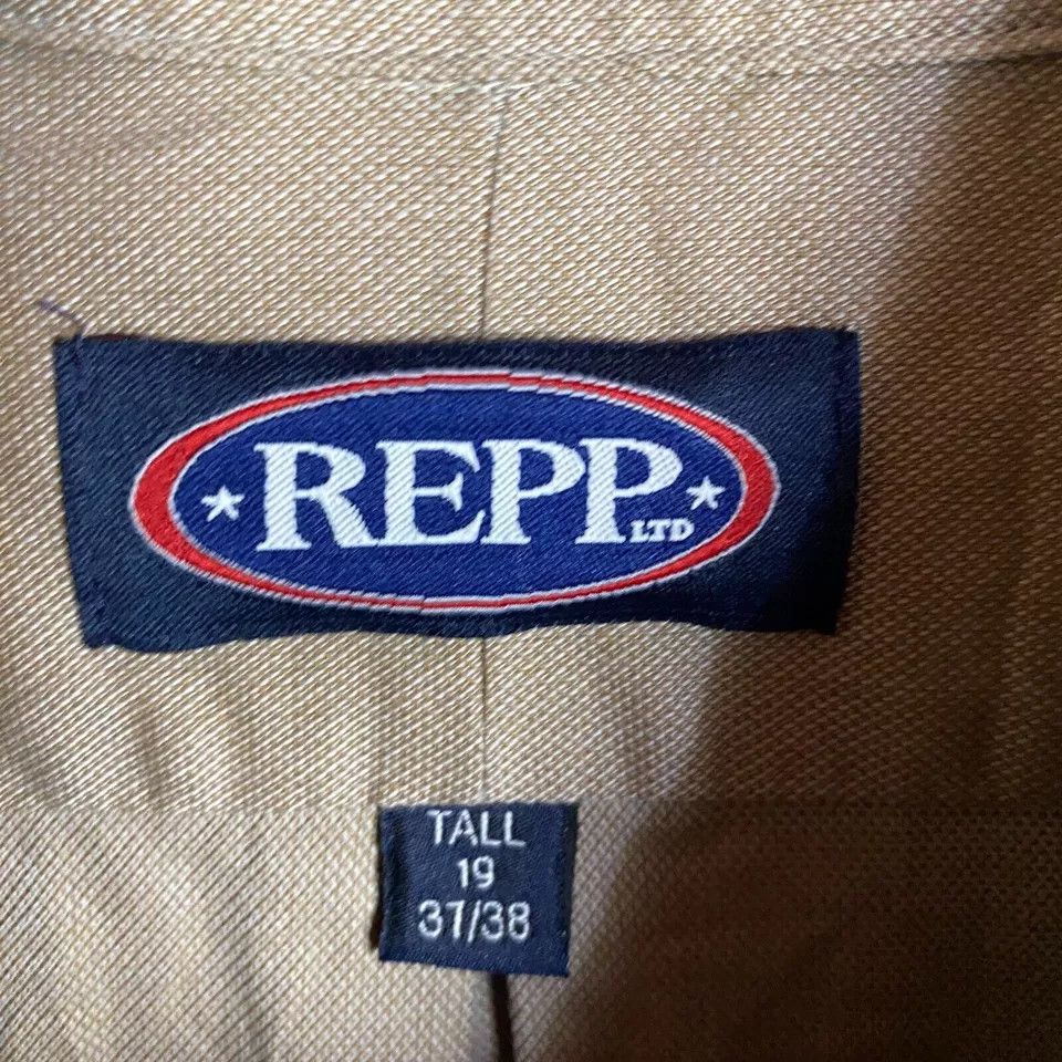 Other Repp Shirt Men's Tall 19 37/38 Beige Button Down Adults Size US XXL / EU 58 / 5 - 2 Thumbnail
