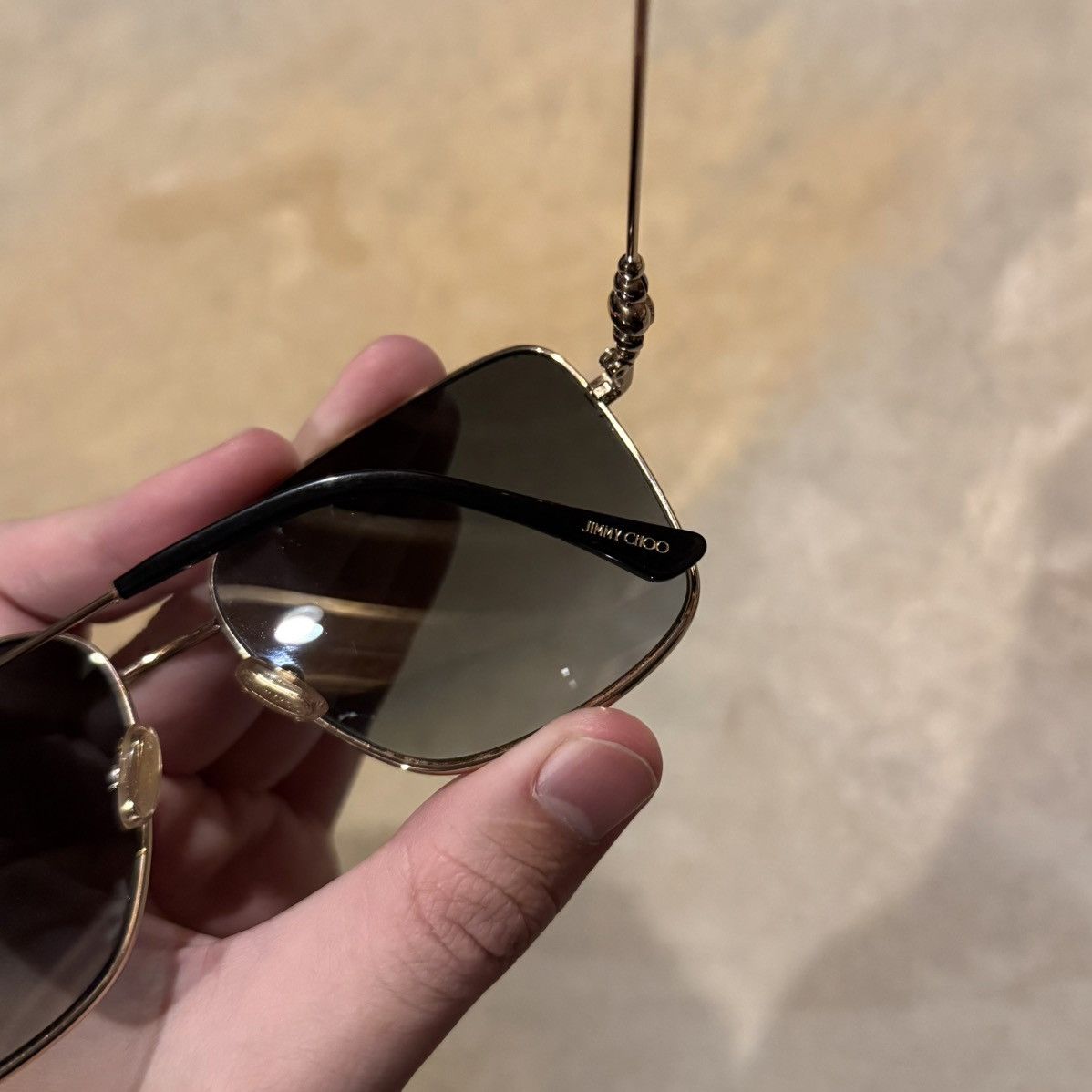 Jimmy Choo Jimmy Choo Hester Gradient Lens Square Frame Sunglasses Gold Size ONE SIZE - 9 Thumbnail