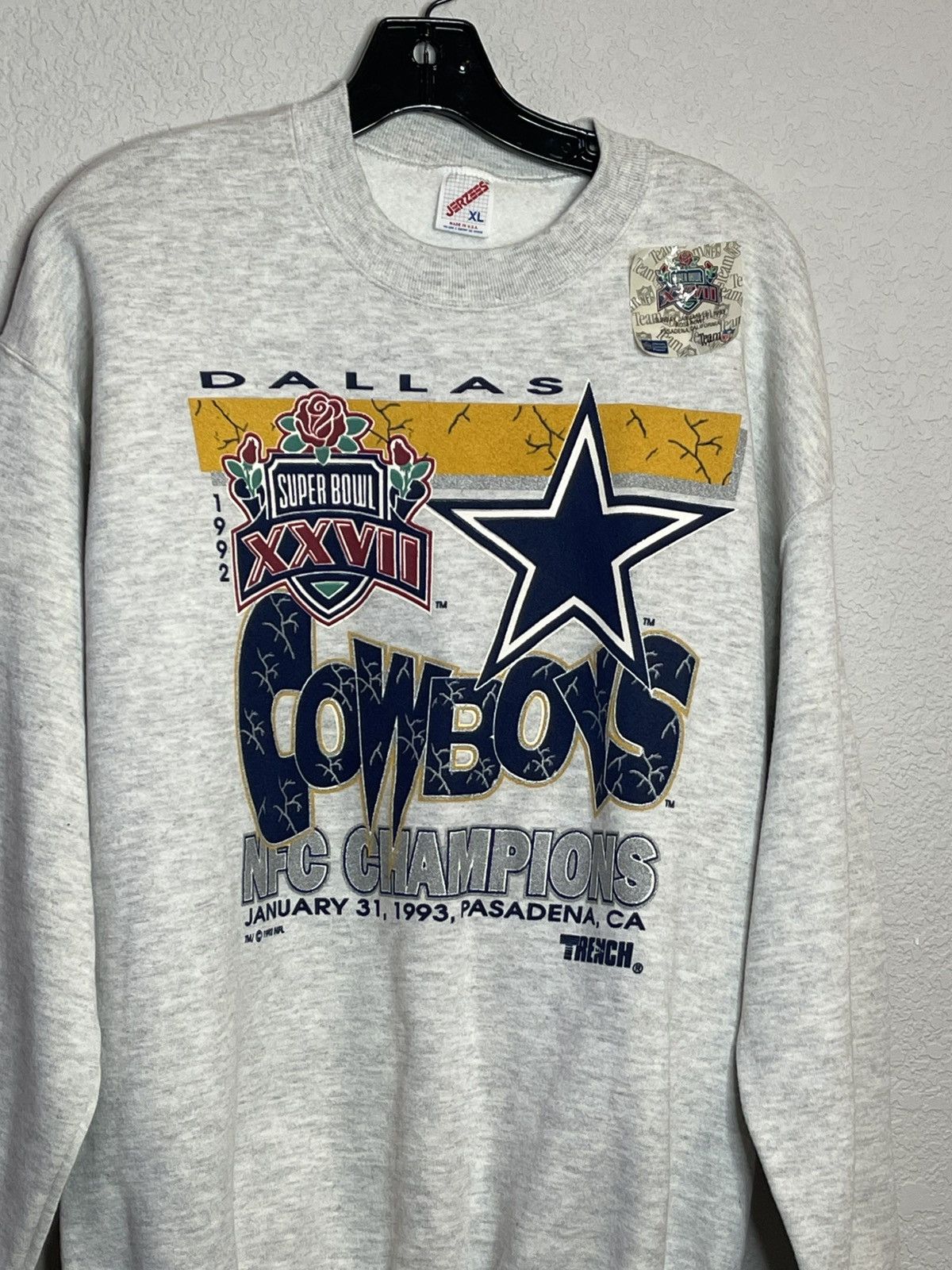 Jerzees Dallas Cowboys 1992 Super Bowl XXVII Sweater Deadstock NWT! Size US XL / EU 56 / 4 - 2 Thumbnail