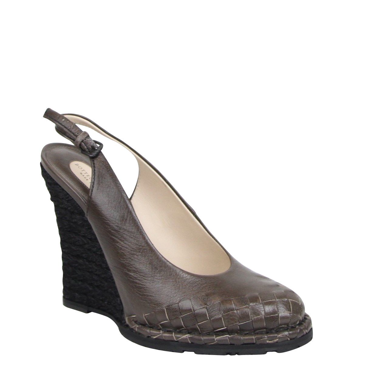 image of Bottega Veneta Brown Leather Woven Wedge Heel Shoes (39 Eu / 9 Us), Women's