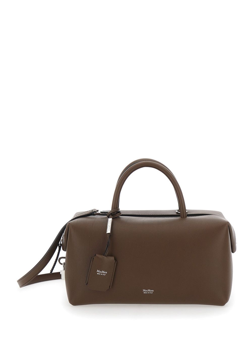 Max Mara 'Holdall Media' Brown Handbag with Adjustable and Removable Shoulder Strap and Logo Lettering on the Front in Leather Woman Size ONE SIZE - 1 Thumbnail
