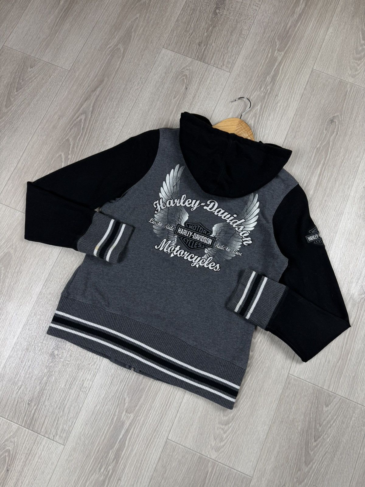 Harley Davidson HARLEY DAVIDSON Full Zip Up Gray Black Sweatshirt Hoodie Size M / US 6-8 / IT 42-44 - 12 Thumbnail