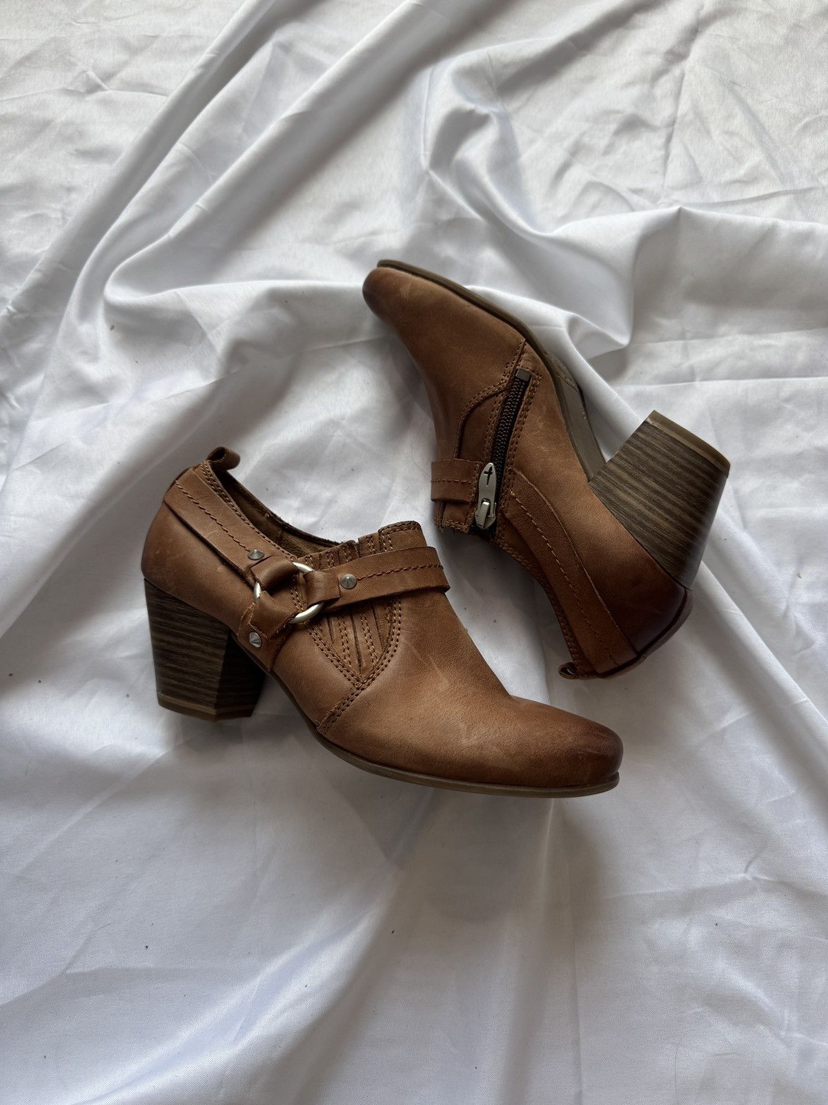 Hysteric Glamour Y2K Strap Details Real Faded Leather Boots Mary Jane Heels Size US 7 / IT 37 - 1 Thumbnail