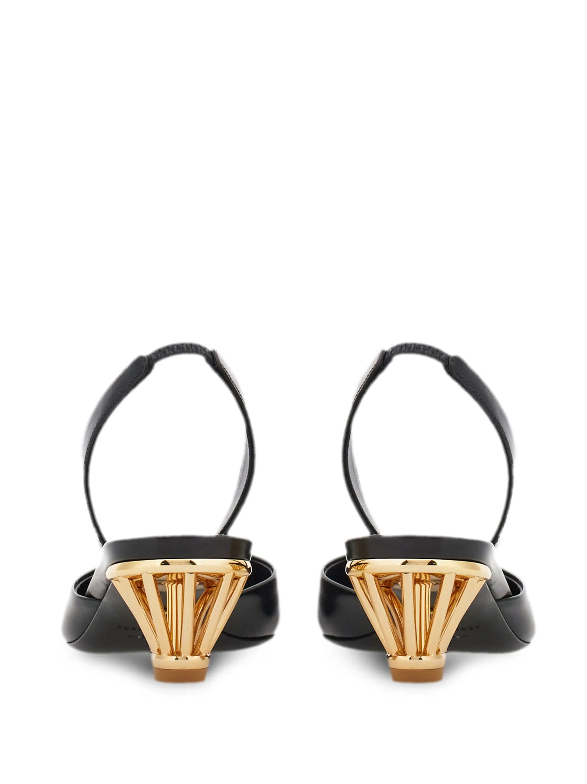 Salvatore Ferragamo o1s1rm0126 Cage-heel Slingback Pumps in Black Size US 7 / IT 37 - 3 Thumbnail