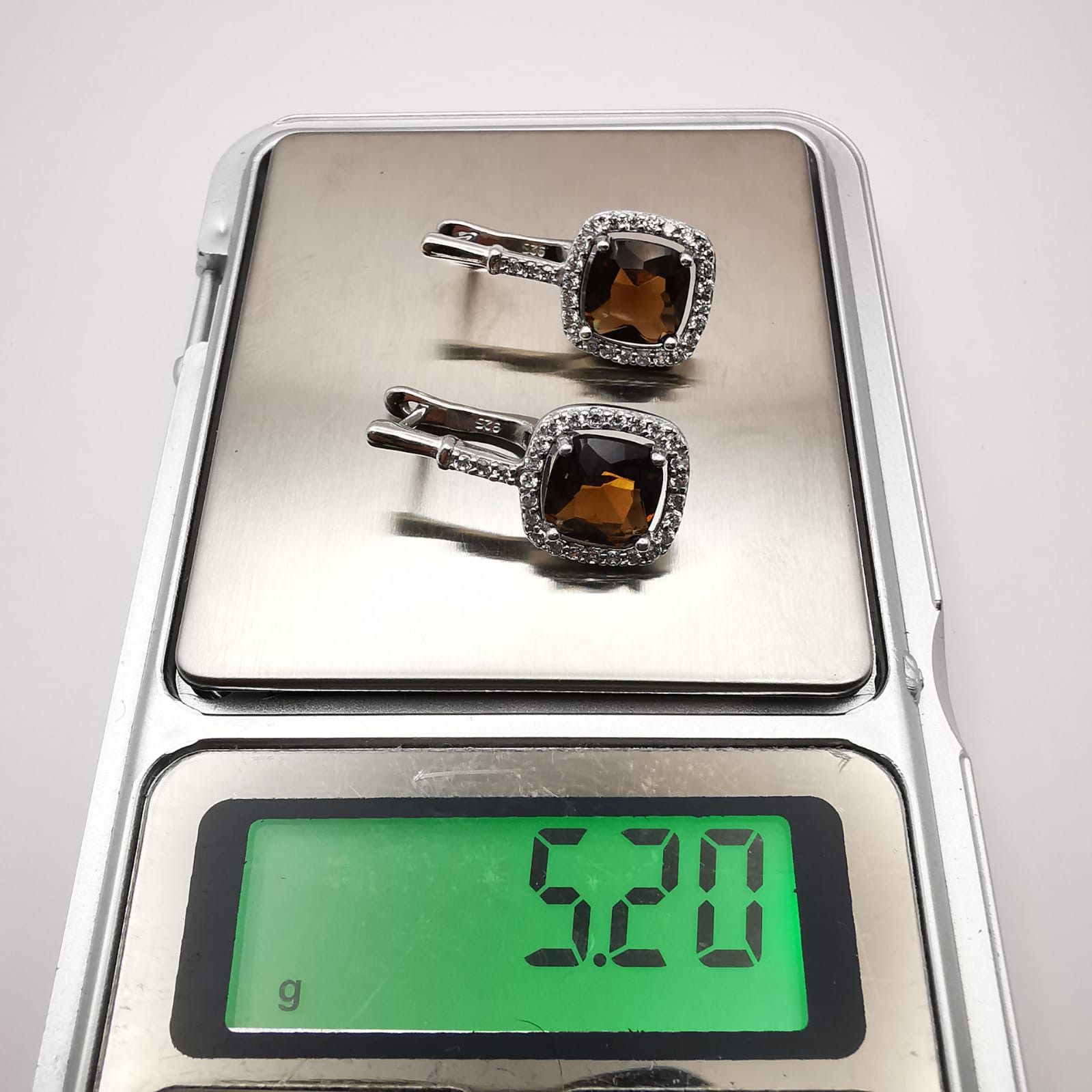 Sterling Silver Vintage Earrings, 925 Sterling Silver, Cetrine, Zircon Size ONE SIZE - 5 Thumbnail