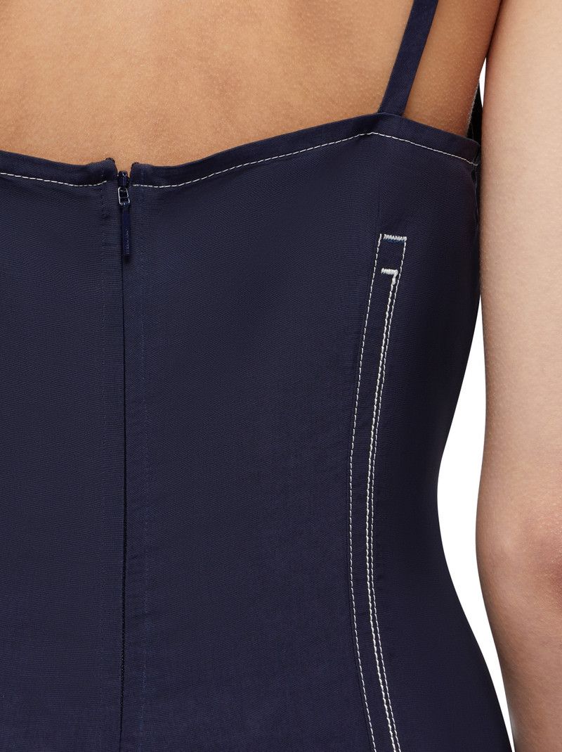 Salvatore Ferragamo o1s1rm0126 Inlays Short Slip Dress in Blue/White Size M / US 6-8 / IT 42-44 - 7 Thumbnail