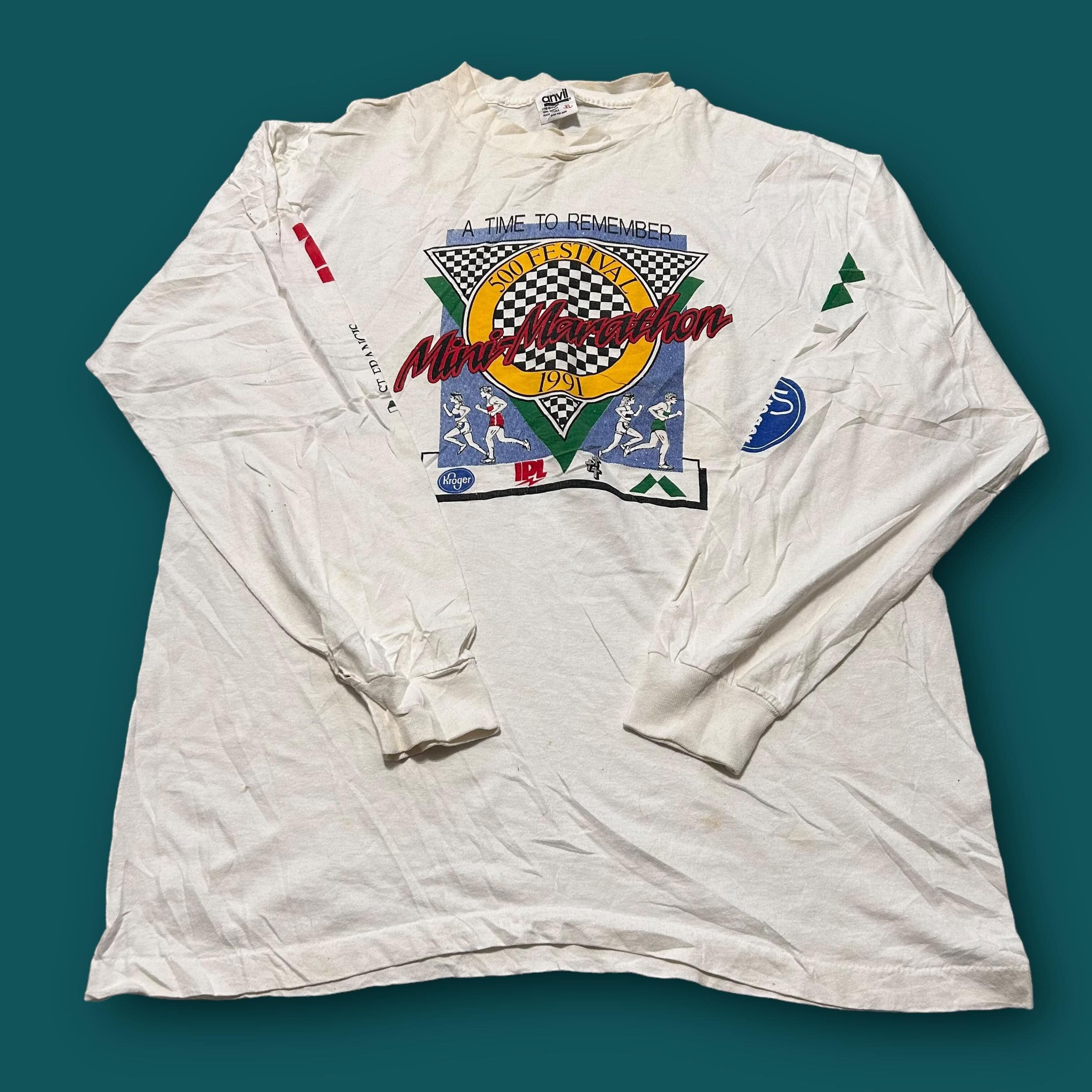90'S Anvil Message Print T-Shirt Made in USA Men's XL Vintage cotton white type Vintage Second Hand