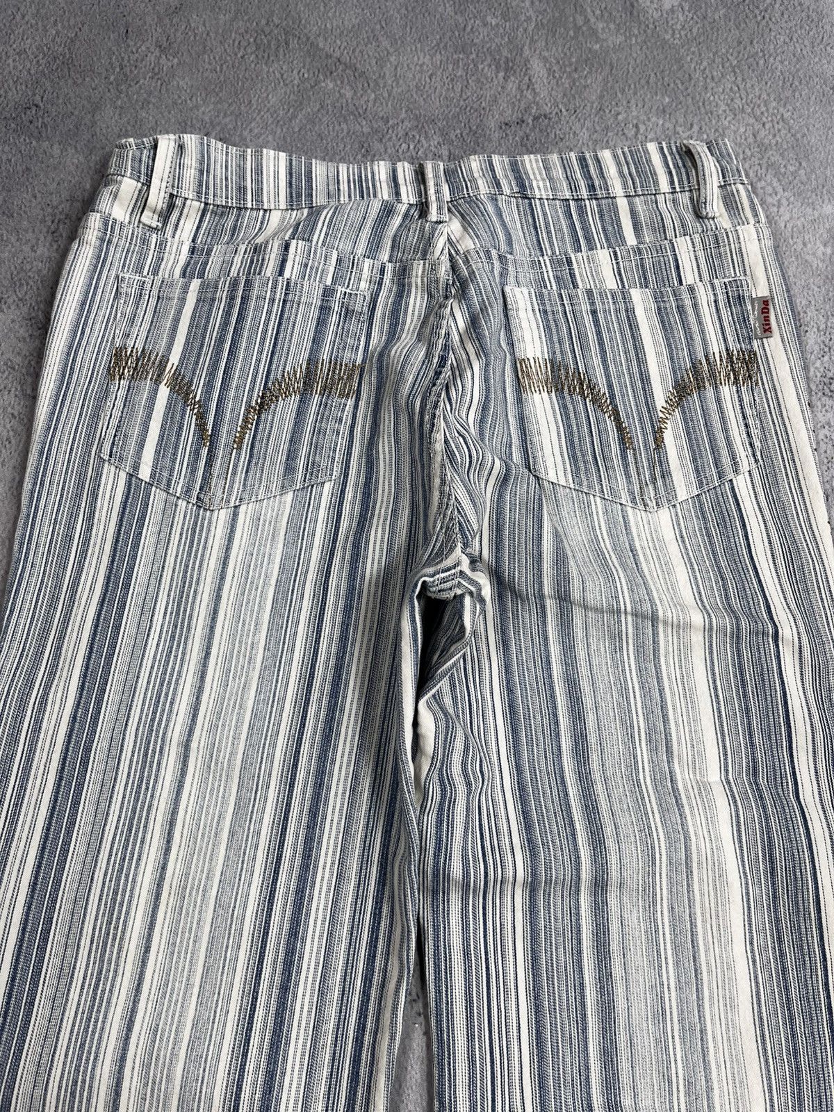 Other Vintage Y2K flared striped jeans 00s style streetwear M Size 29" - 3 Thumbnail