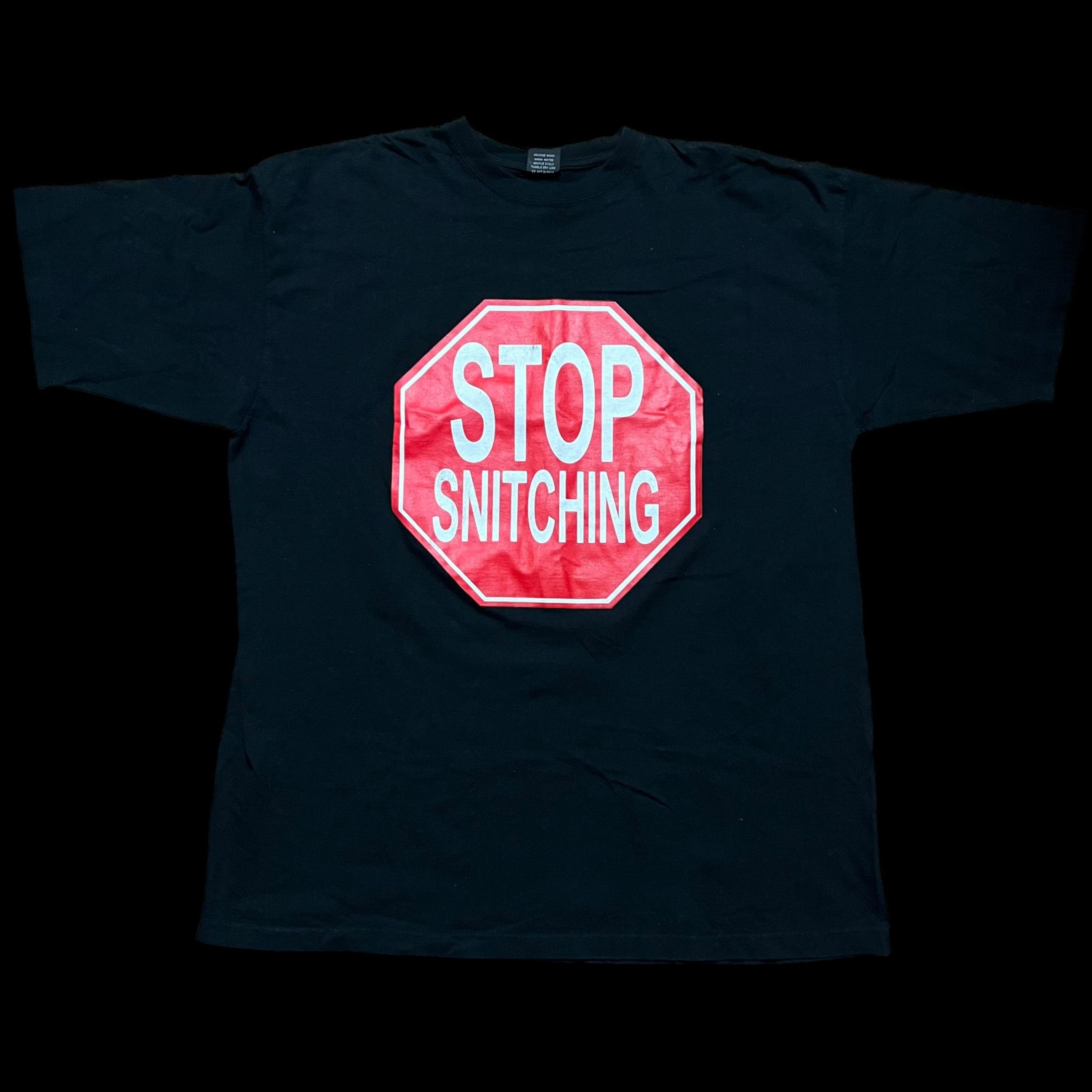 Image of Vintage Stop Snitching Black T-Shirt Size 3Xl 90's Y2K, Men's