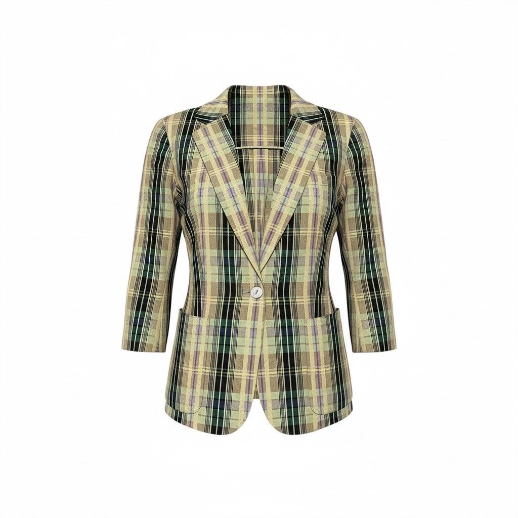 Burberry Vintage 90s Burberrys’ Japan Checkered Cotton Linen Blazer Size M / US 6-8 / IT 42-44 - 1 Thumbnail