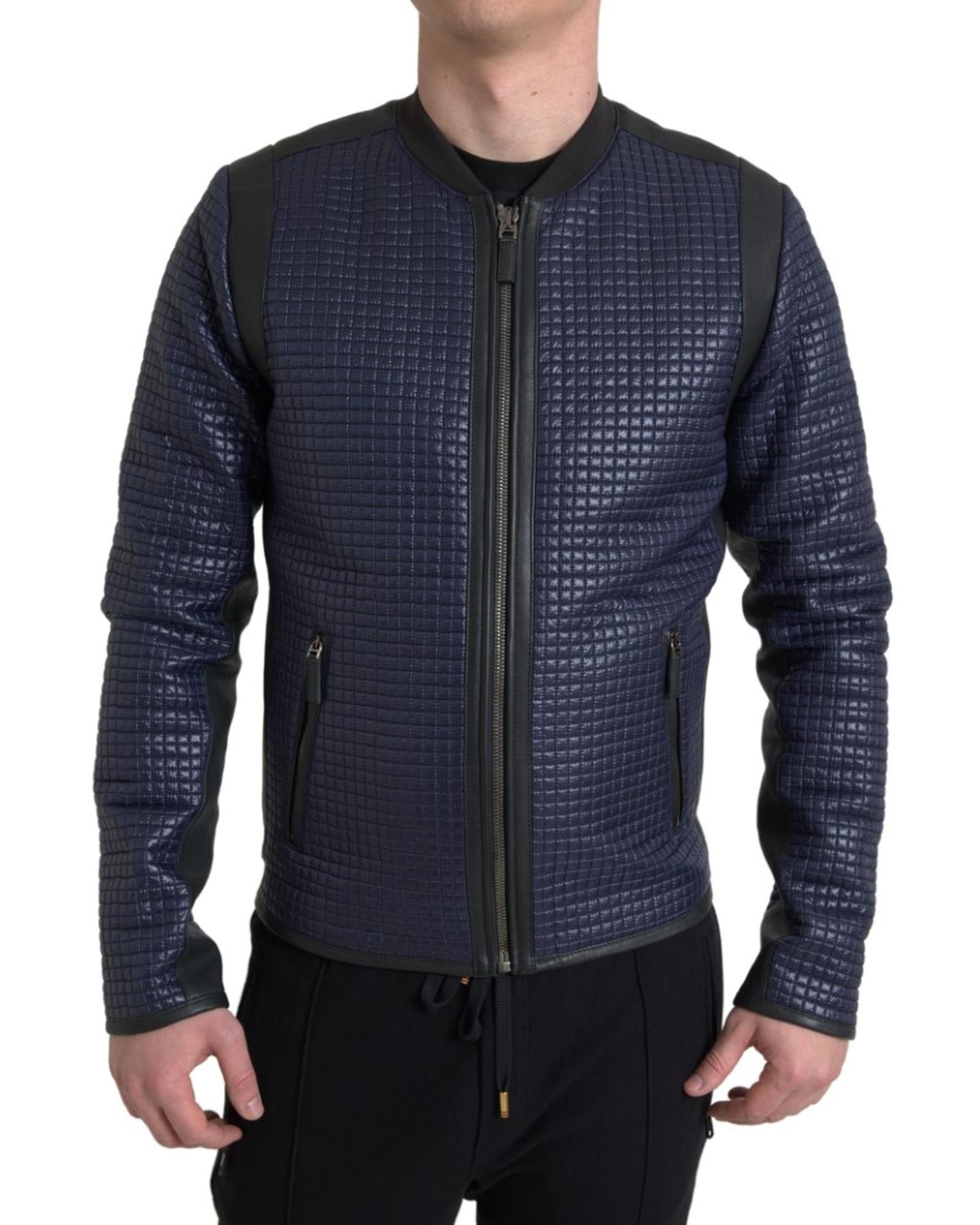 image of Dolce Gabbana Nylon Sheep Full Zip Blouson Jacket in Blue, Men's (Size Medium)