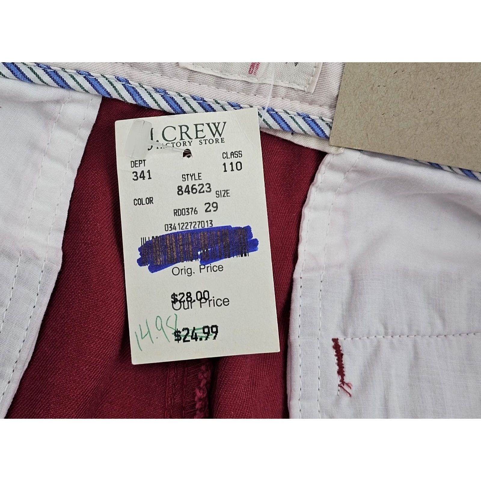 J.Crew VINTAGE J. Crew High Rise Chino Pleated Cotton Shorts Women 29 Cranberry Red 7" Inseam Mens? Size 29" - 7 Thumbnail