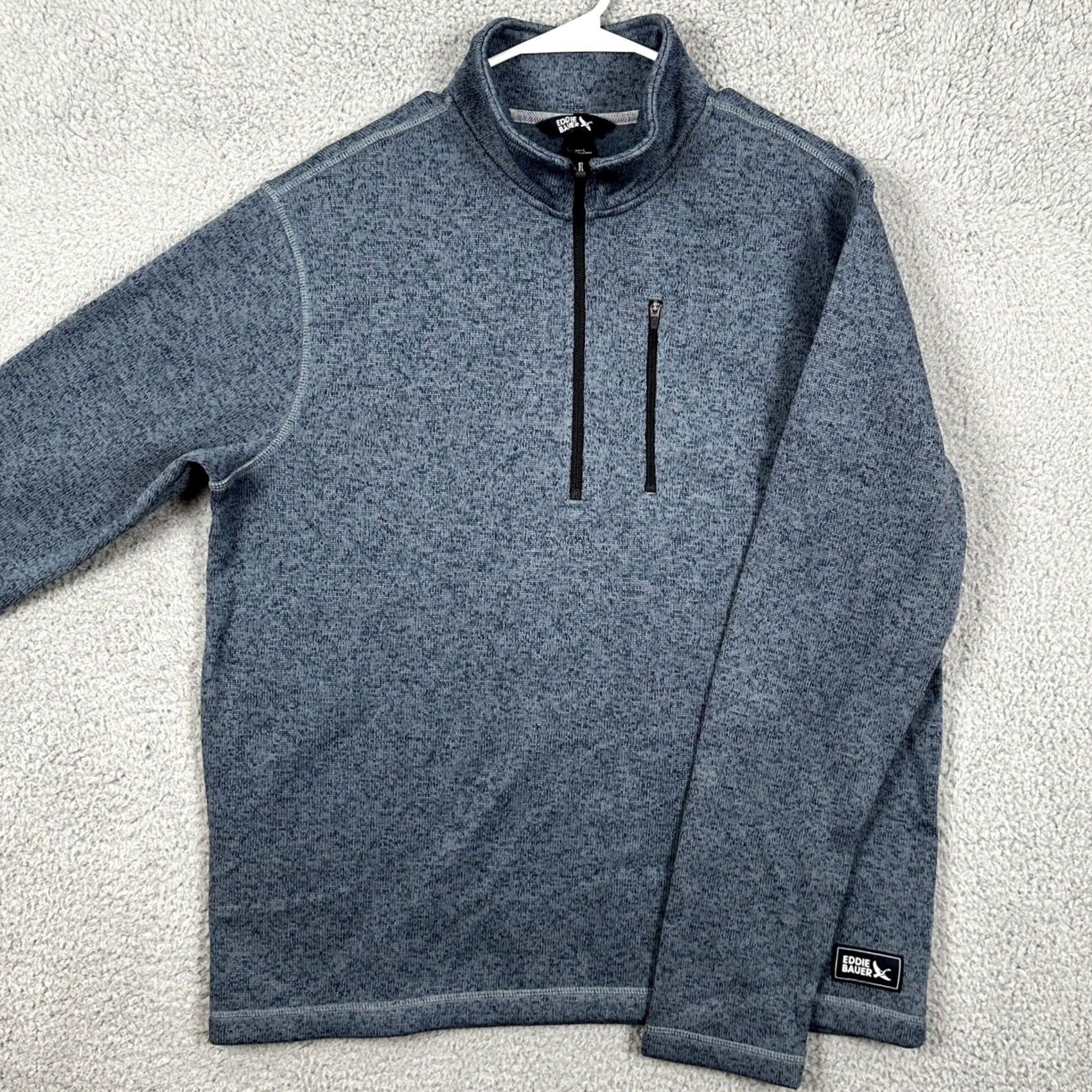 Eddie Bauer Eddie Bauer Pullover Sweater Men Large Blue Fleece Lined Pocket 1/4 Zip Logo Size US L / EU 52-54 / 3 - 2 Thumbnail