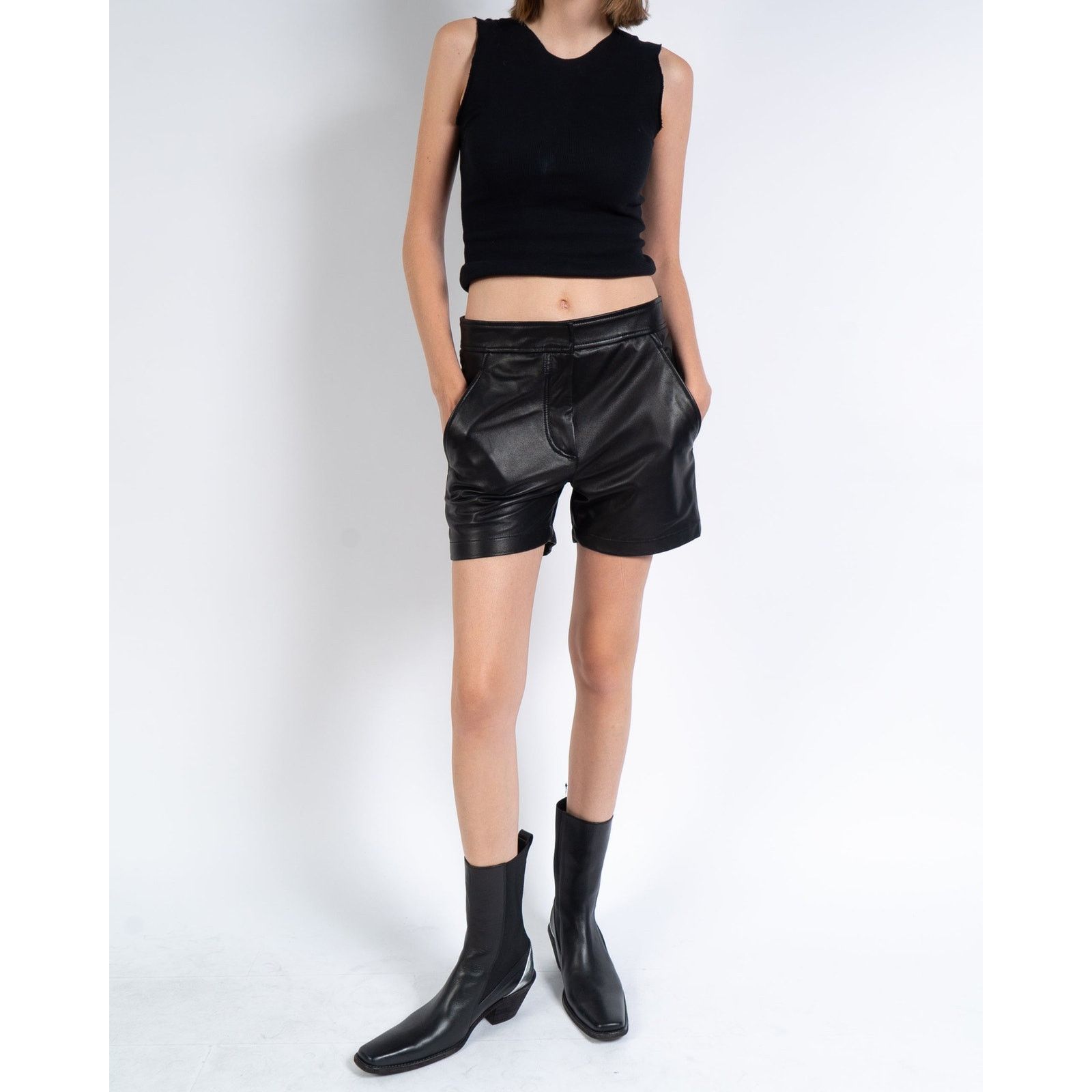 Haider Ackermann SS20 Miza Black Leather Shorts Size 26" / US 2 / IT 38 - 5 Thumbnail
