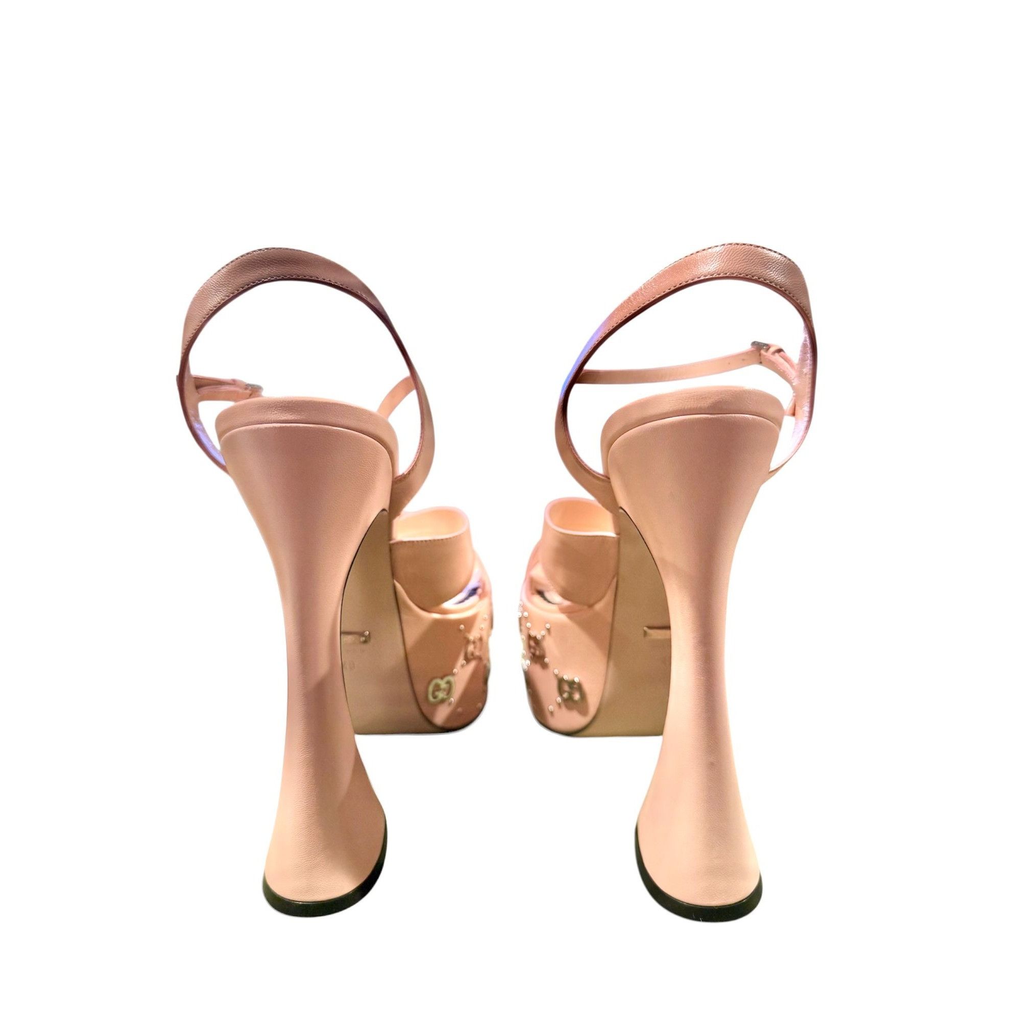 Gucci NIB Gucci Janaya Platform Sandals Pink GG Studded Heels EU 4 Size US 10 / IT 40 - 4 Thumbnail