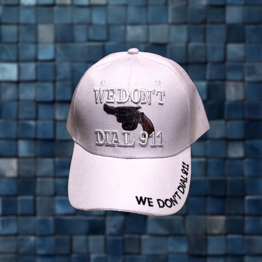 Pistola Vintage Baseball Cap Men Adjustable White Pistol We Don't Dial 911 Cap #4 Size ONE SIZE - 1 Thumbnail