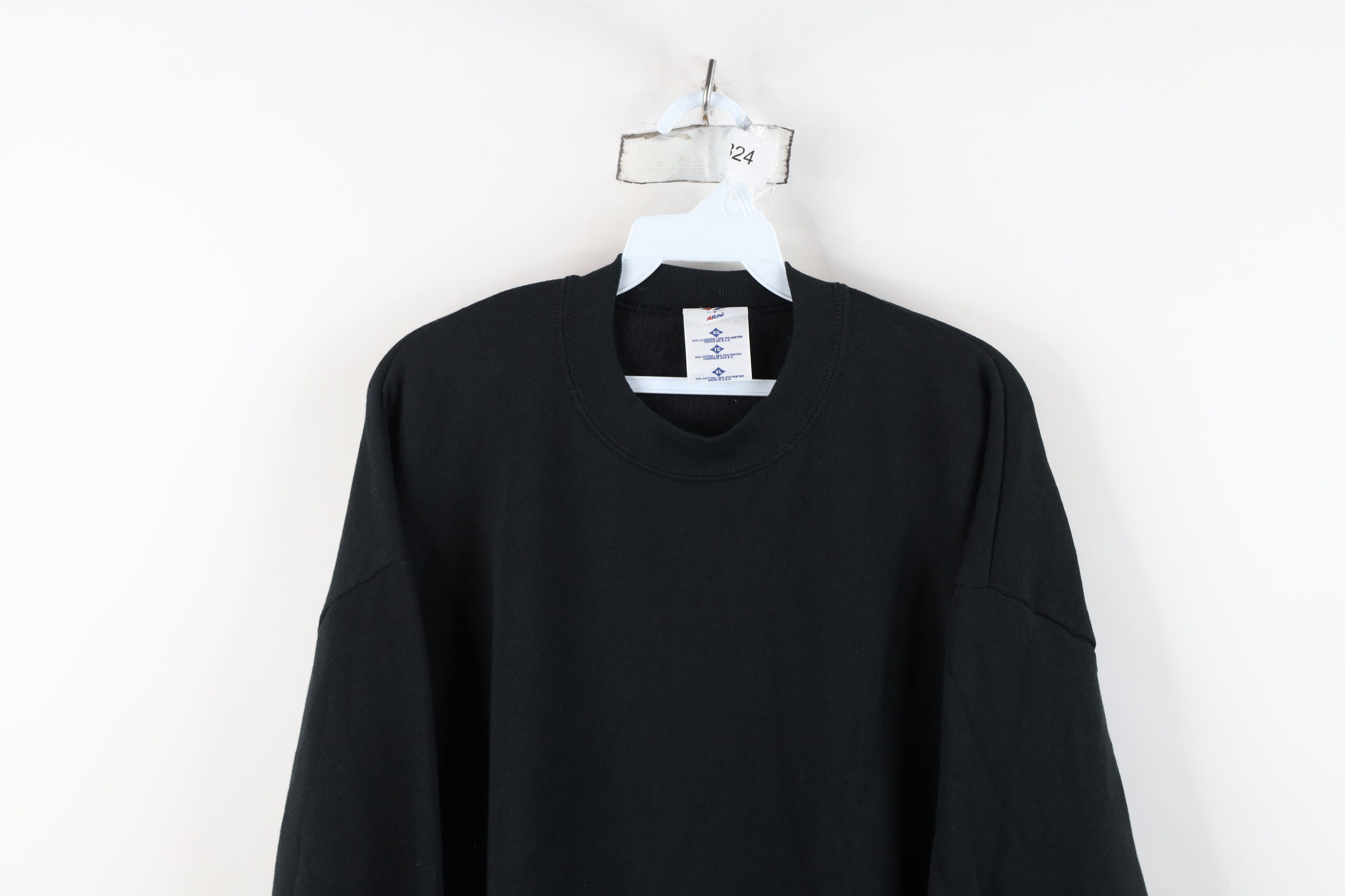 Vintage Vintage 90s Streetwear Blank Crewneck Sweatshirt Black USA Size US XL / EU 56 / 4 - 2 Thumbnail