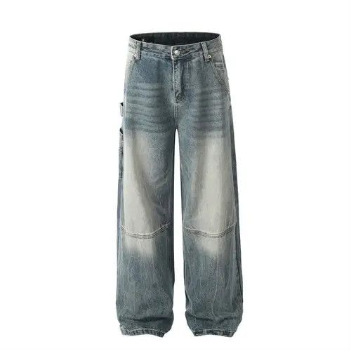 American loose casual washed distressed patchwork work jeans