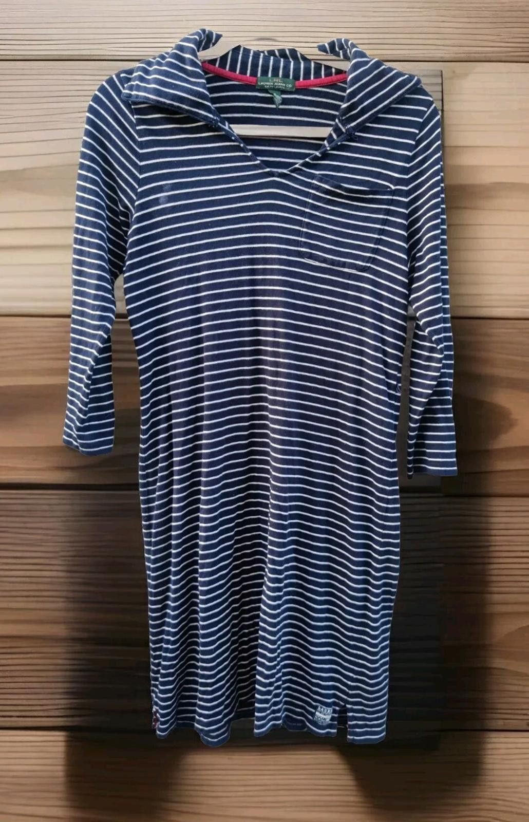 Lauren Ralph Lauren Vintage LRL Ralph Lauren Jeans Co Shirt Dress Navy Blue Whi Size S / US 4 / IT 40 - 1 Thumbnail