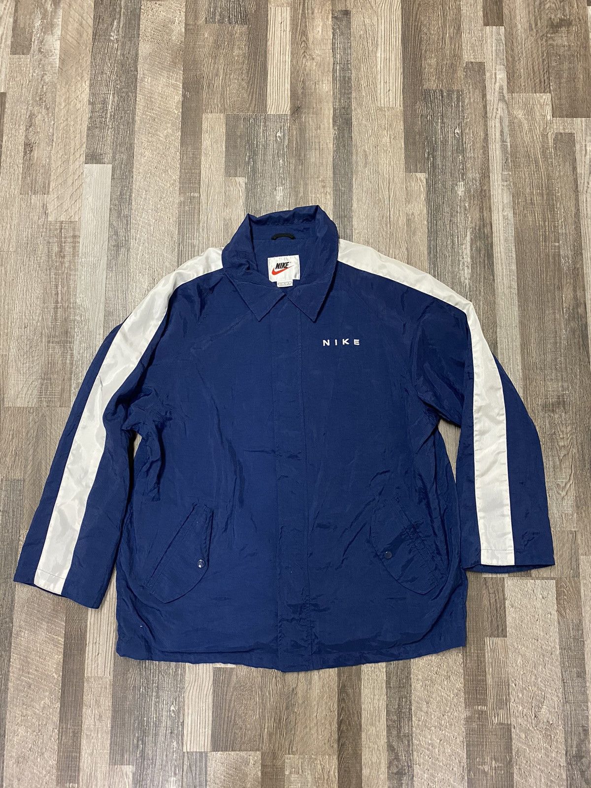 Nike × Vintage 90’s Vintage Nike Windbreaker Zip Up Jacket Size US XL / EU 56 / 4 - 1 Thumbnail
