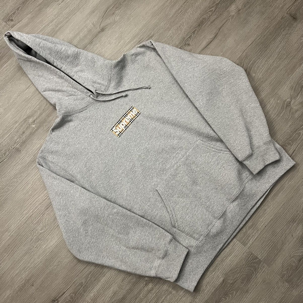 Burberry × Supreme Supreme Burberry box logo hoodie in gray | Grailed