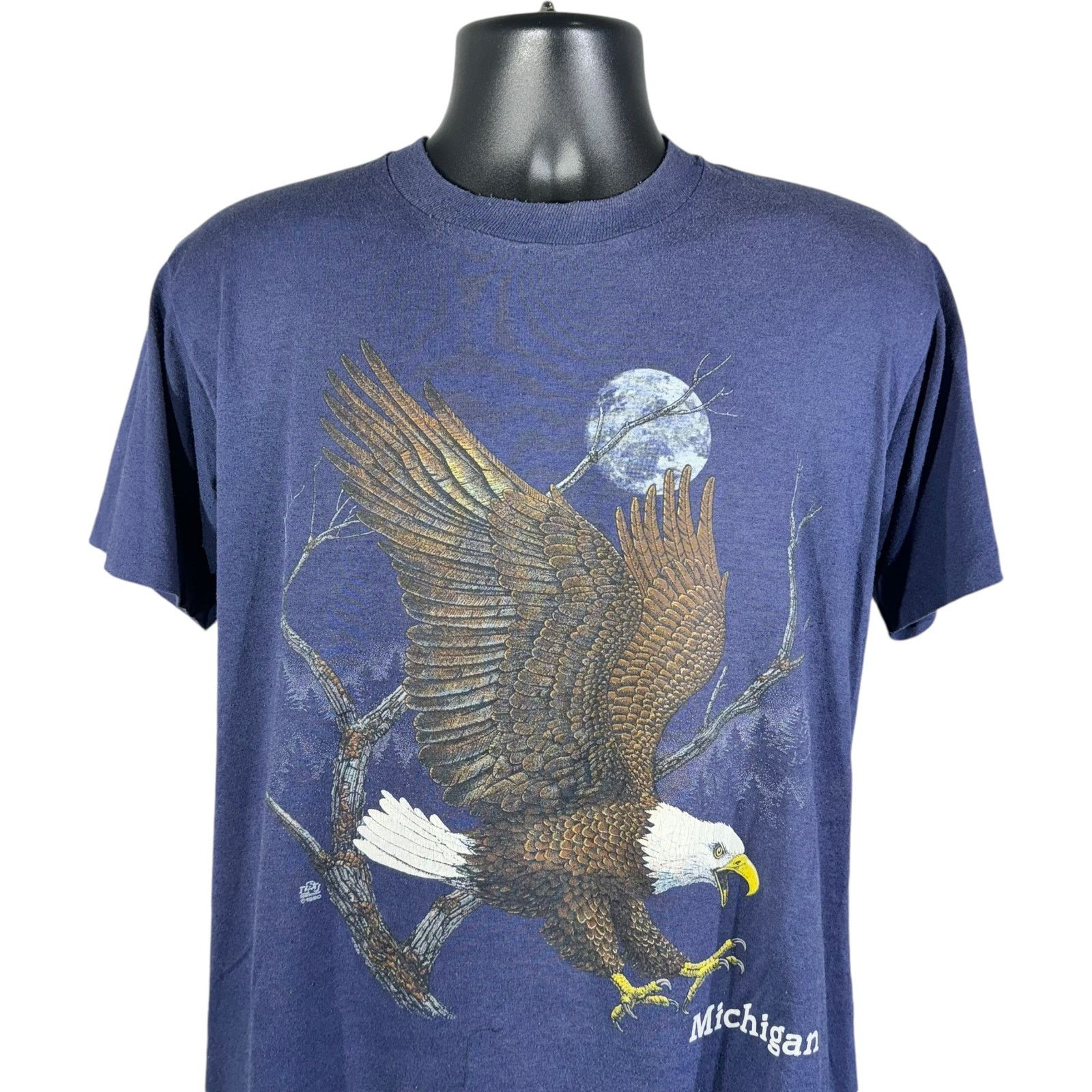 Jerzees Vintage Michigan Bald Eagle Nature Souvenir Tee 90s Size US L / EU 52-54 / 3 - 2 Thumbnail