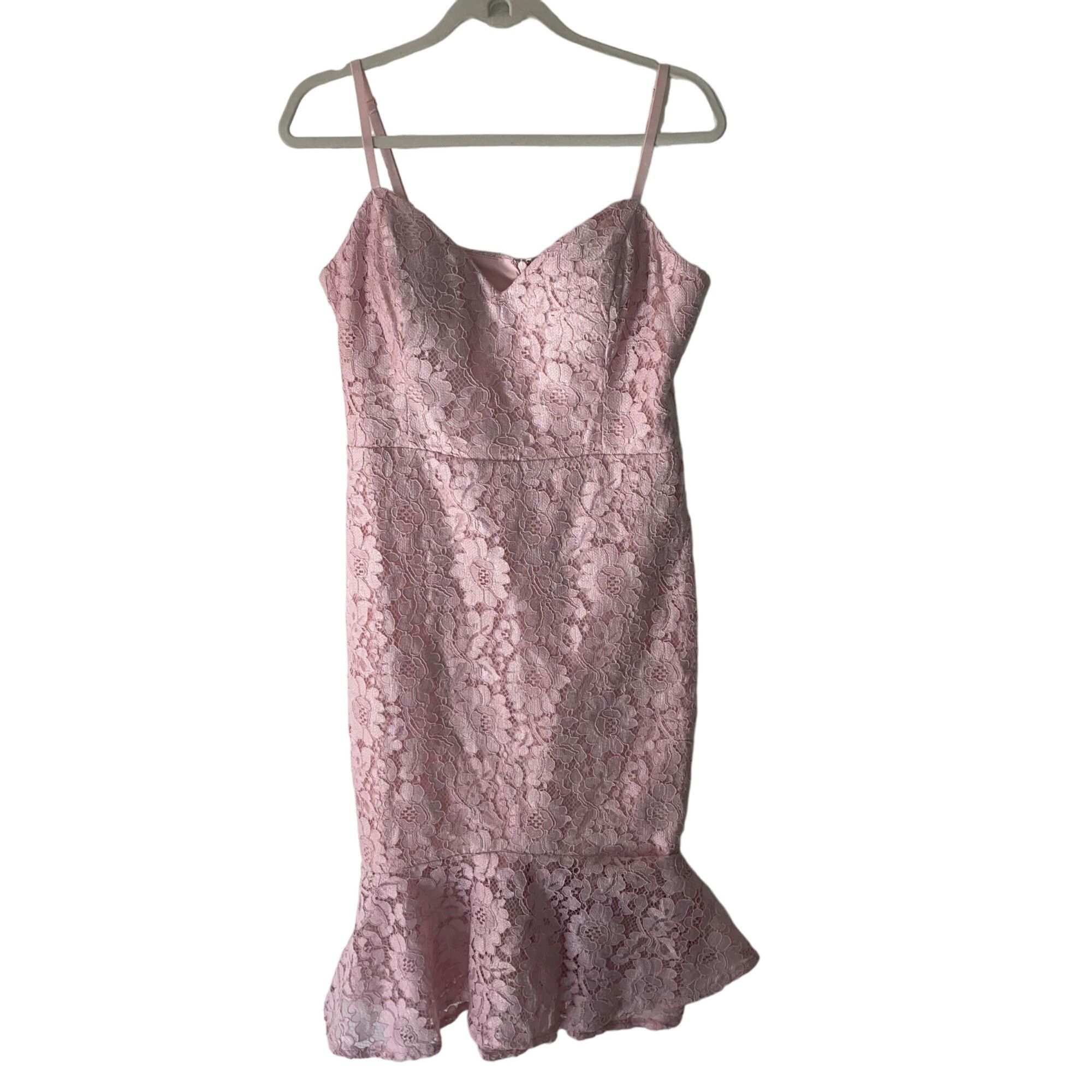 Guess Womens Dress Size 12 Pink Lace Flounce Hem Sleeveless