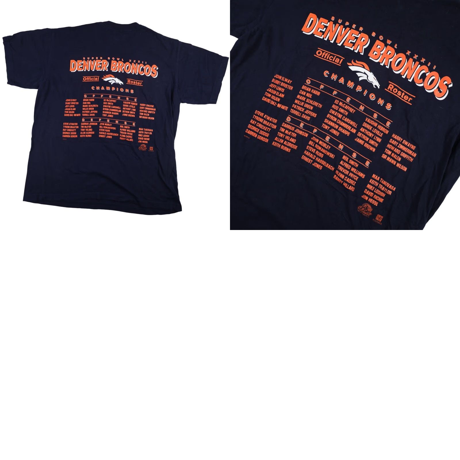 NFL VINTAGE Denver Broncos Champions Roster Graphic T Shirt Blue Mens Large L 90s NFL Shirt Size US L / EU 52-54 / 3 - 8 Thumbnail