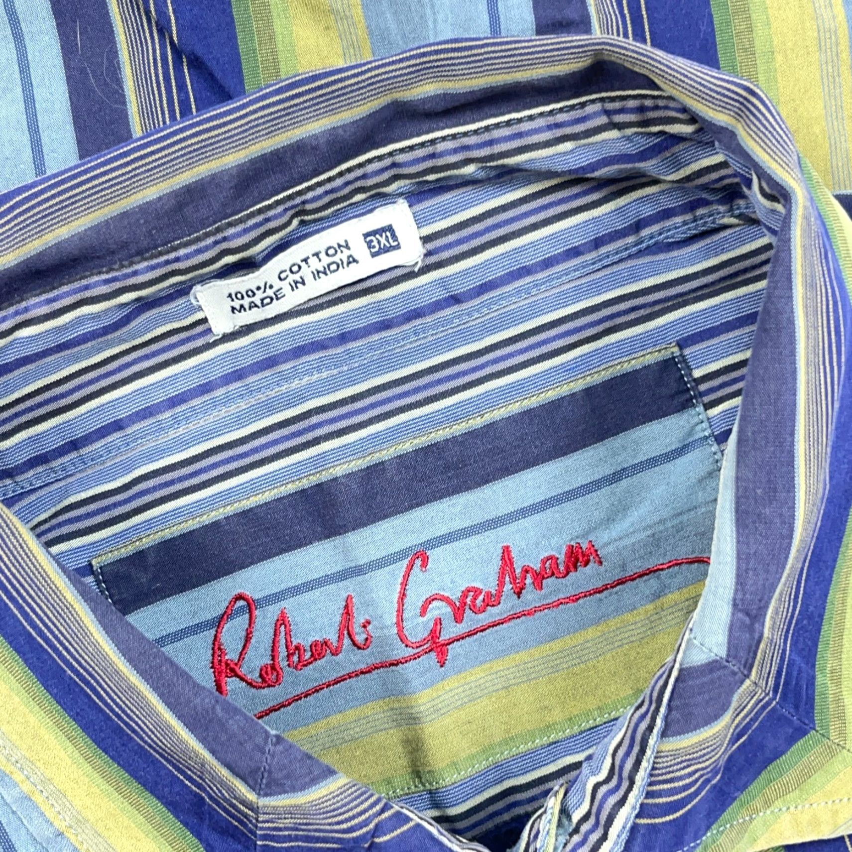 Robert Graham Robert Graham Shirt Men 3XL Button-Up Color Blue Striped Casual Modern Preppy Wear Dress Size 48R - 6 Thumbnail